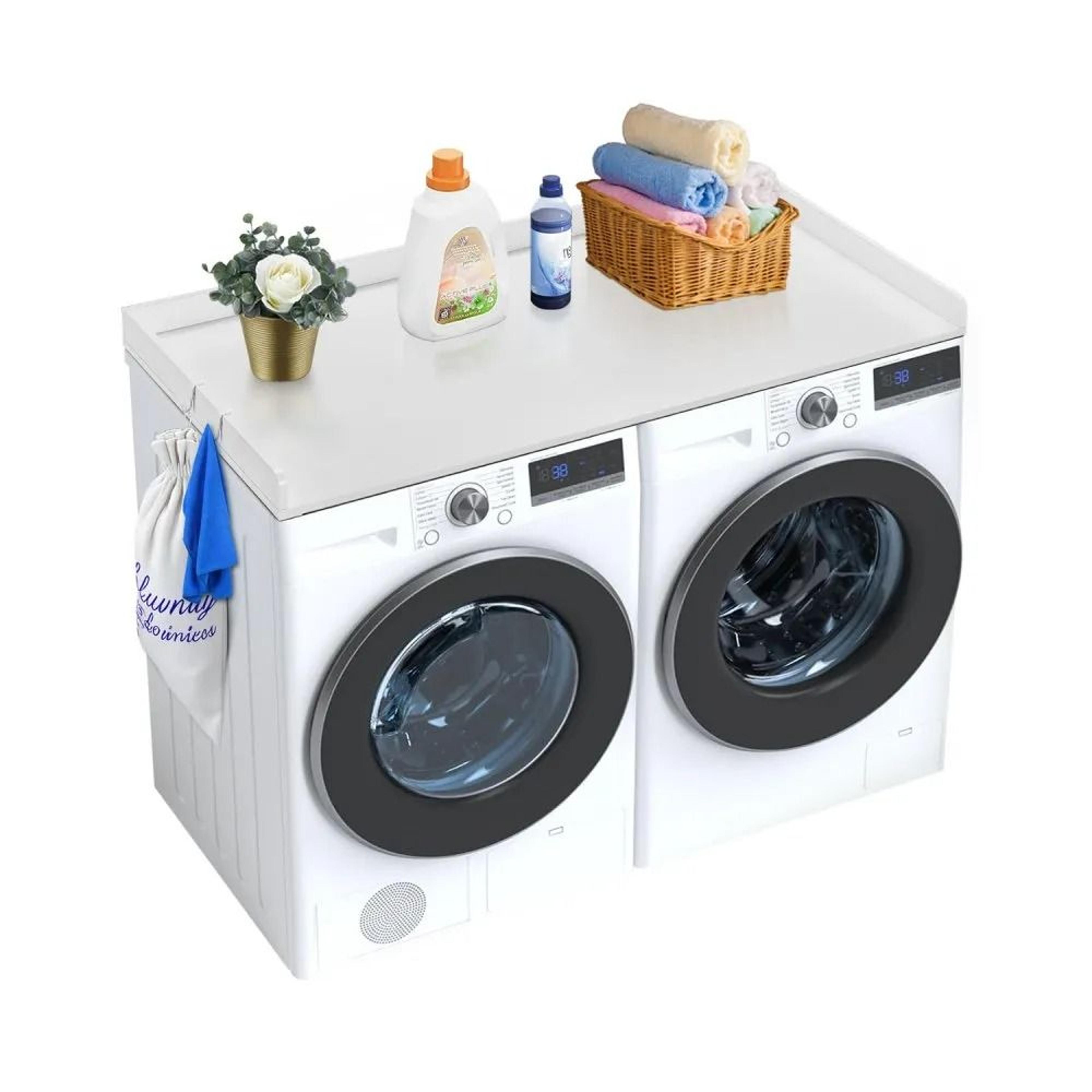 54 inch washer dryer countertop laundry room organizer with storage surface