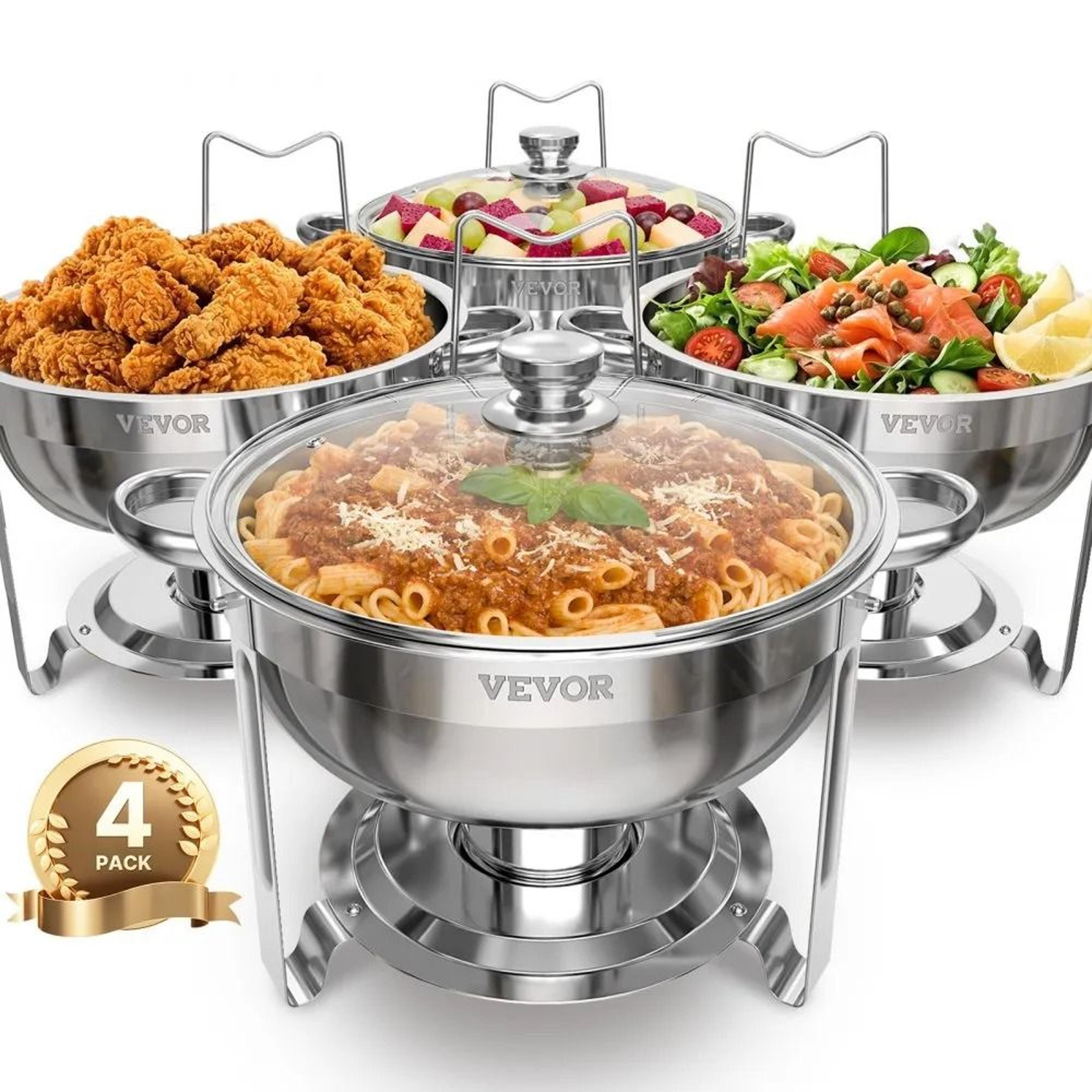 5 qt 4 pack stainless steel chafing dish buffet set for catering events