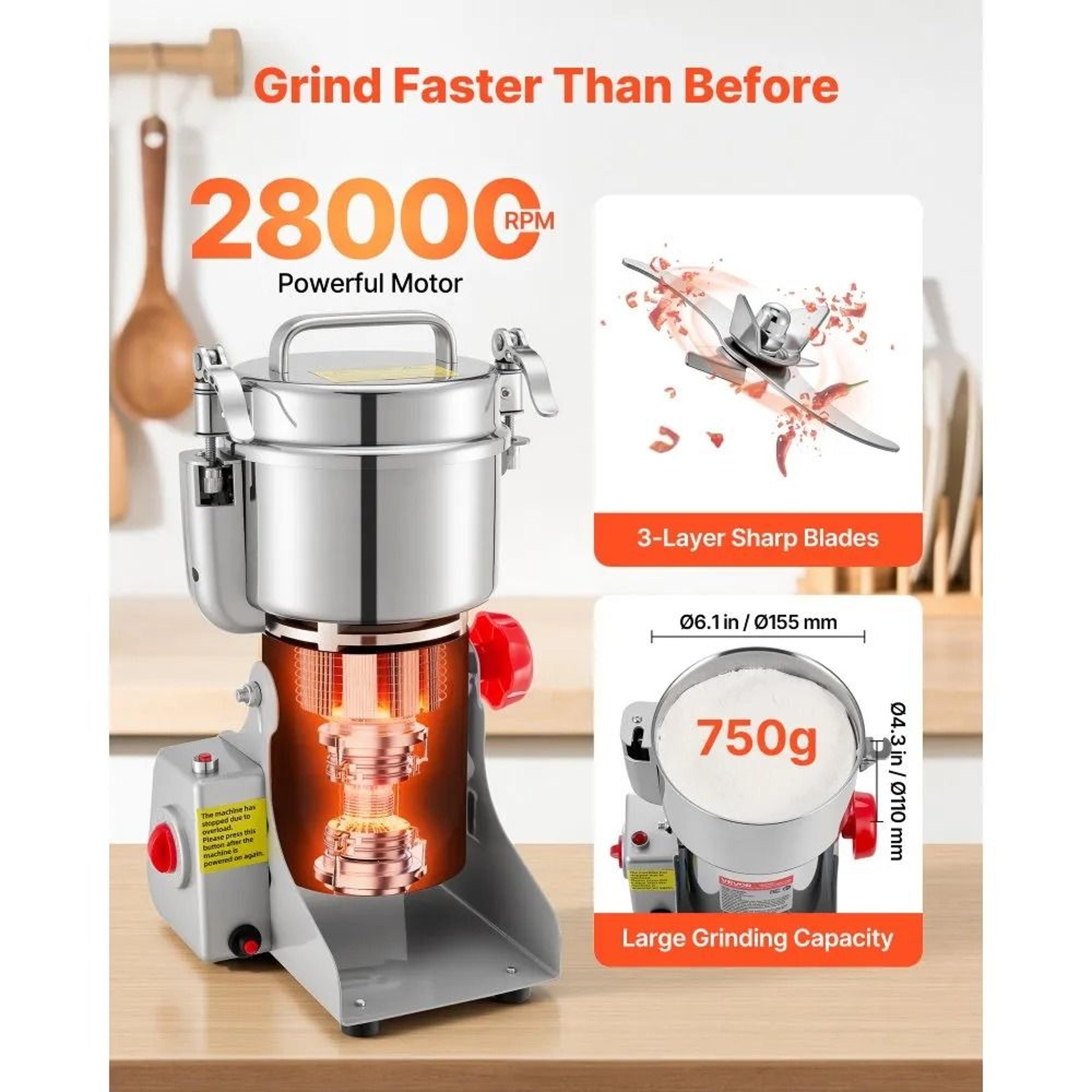 750g Electric Grain Mill Grinder High Speed Spice And Coffee Powder Machine 1