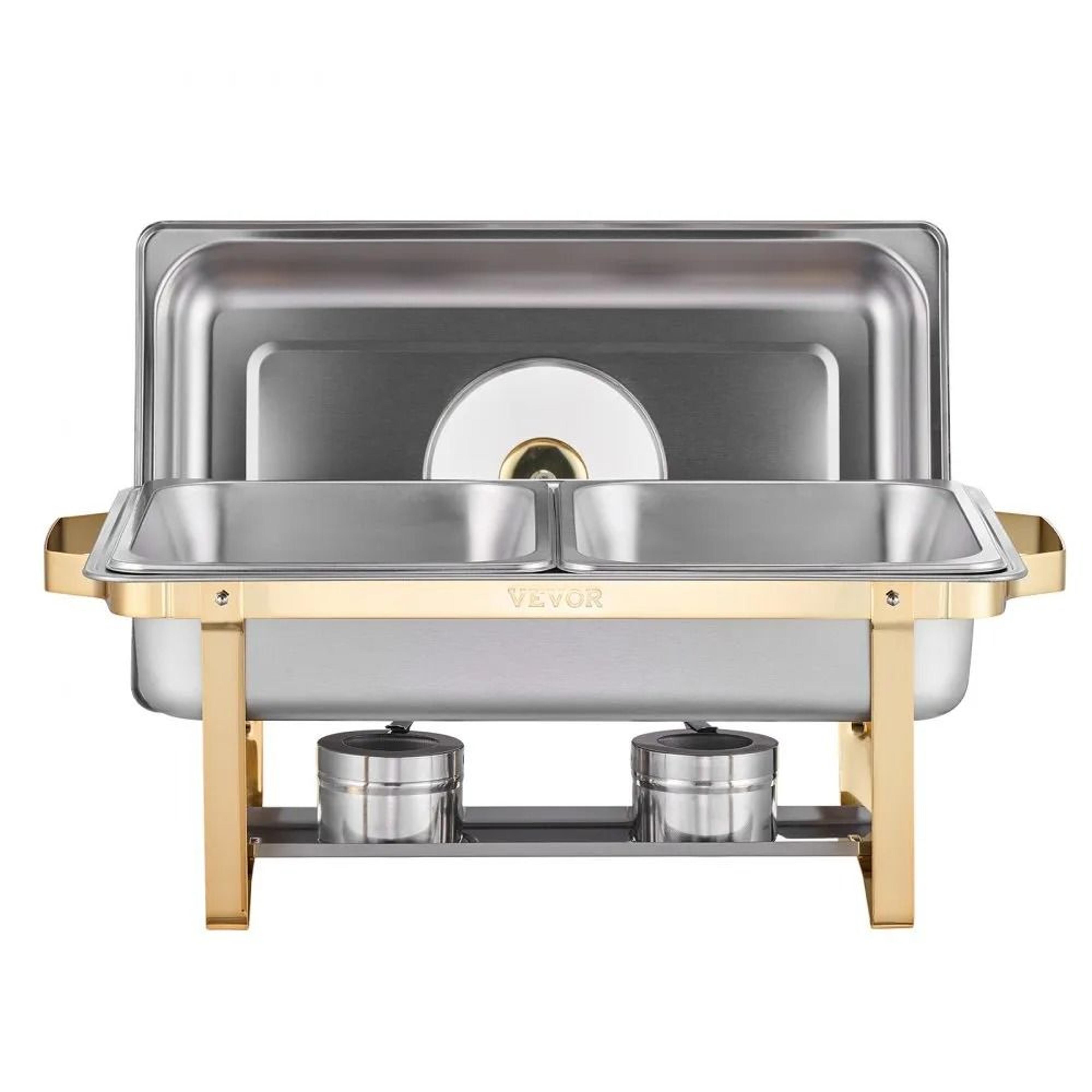 4 qt 2 pack gold stainless steel chafing dish buffet set for catering and events