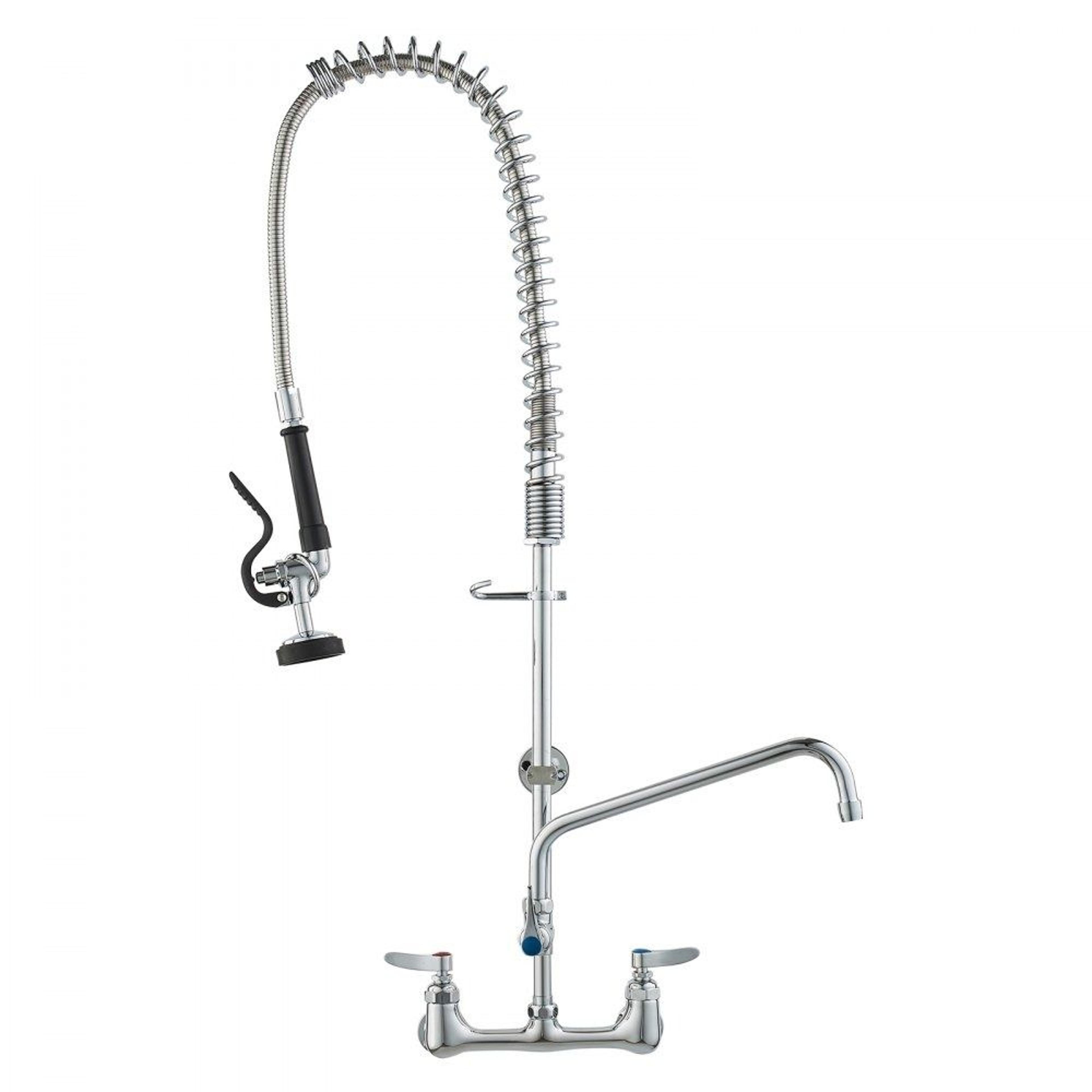 wall mounted brass commercial kitchen faucet with pull down sprayer