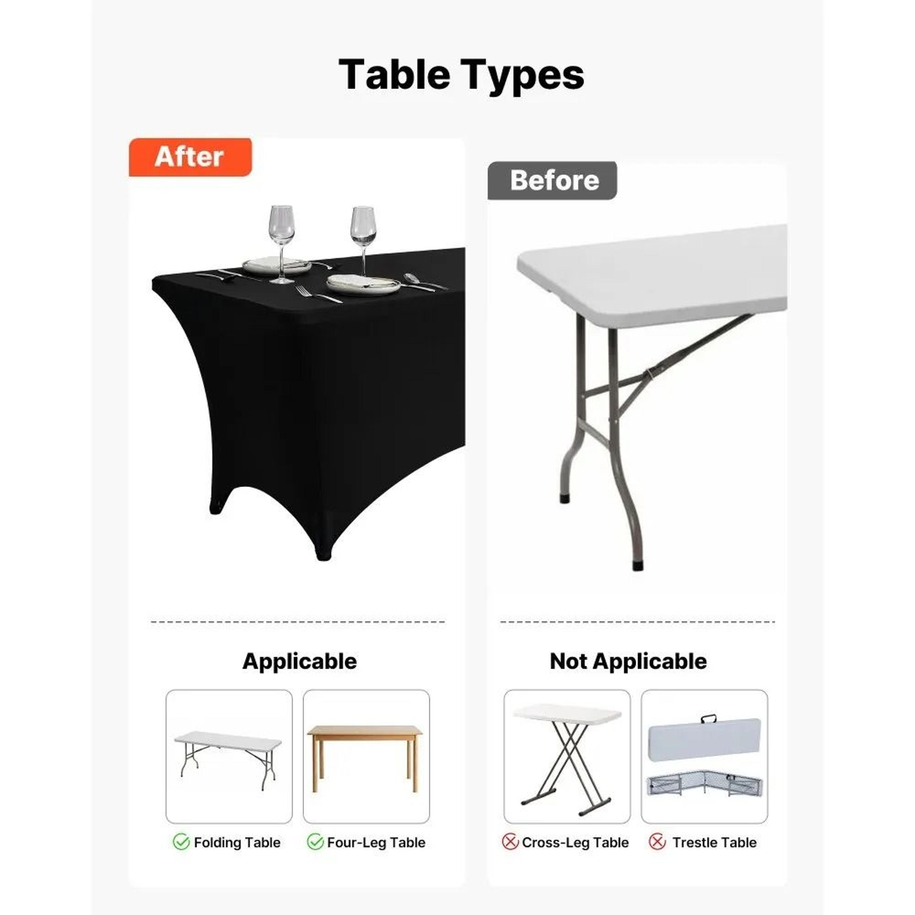 6 Pack Black Stretch Table Cloths For 6FT Rectangular Tables 4