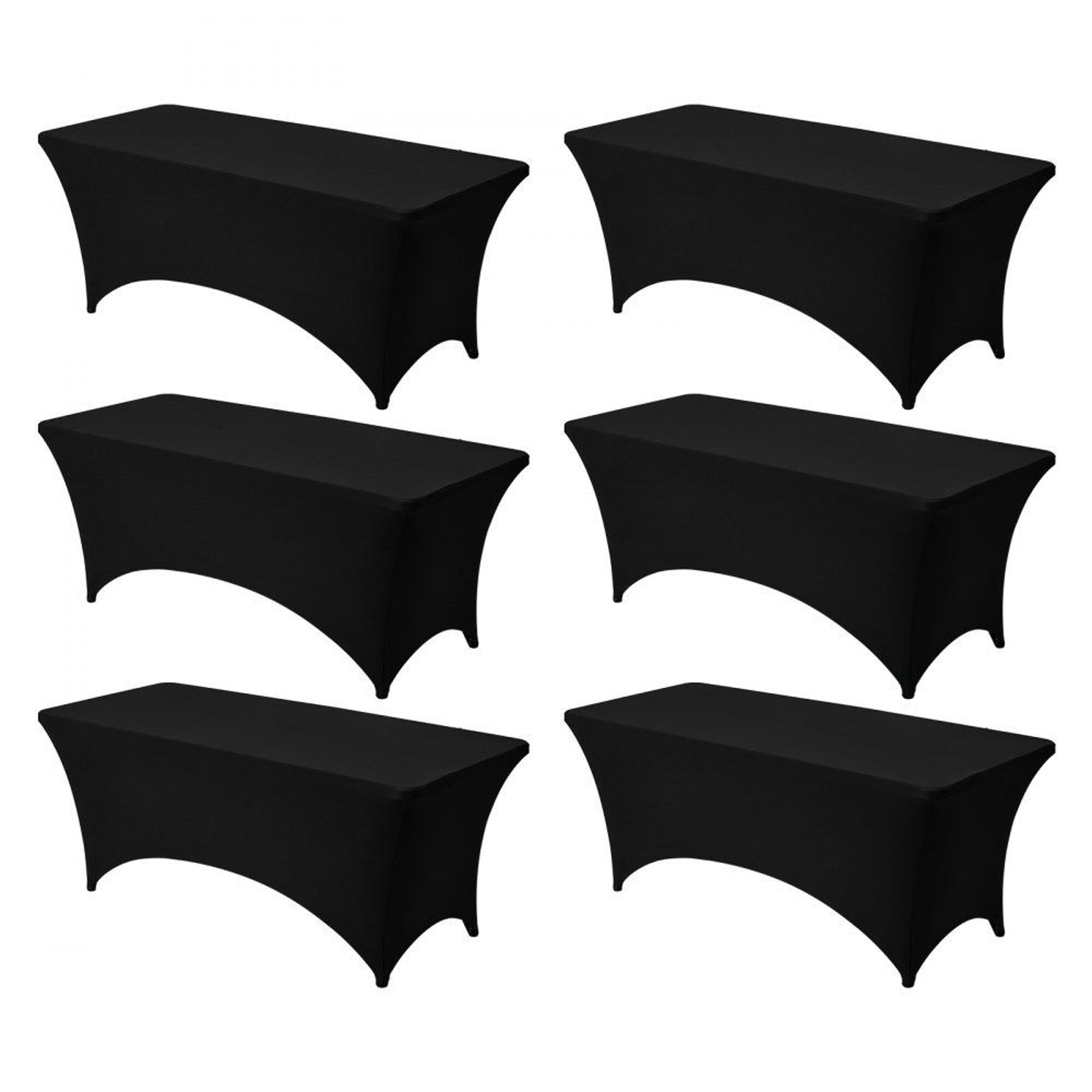 6 pack black stretch table cloths for 6ft rectangular tables