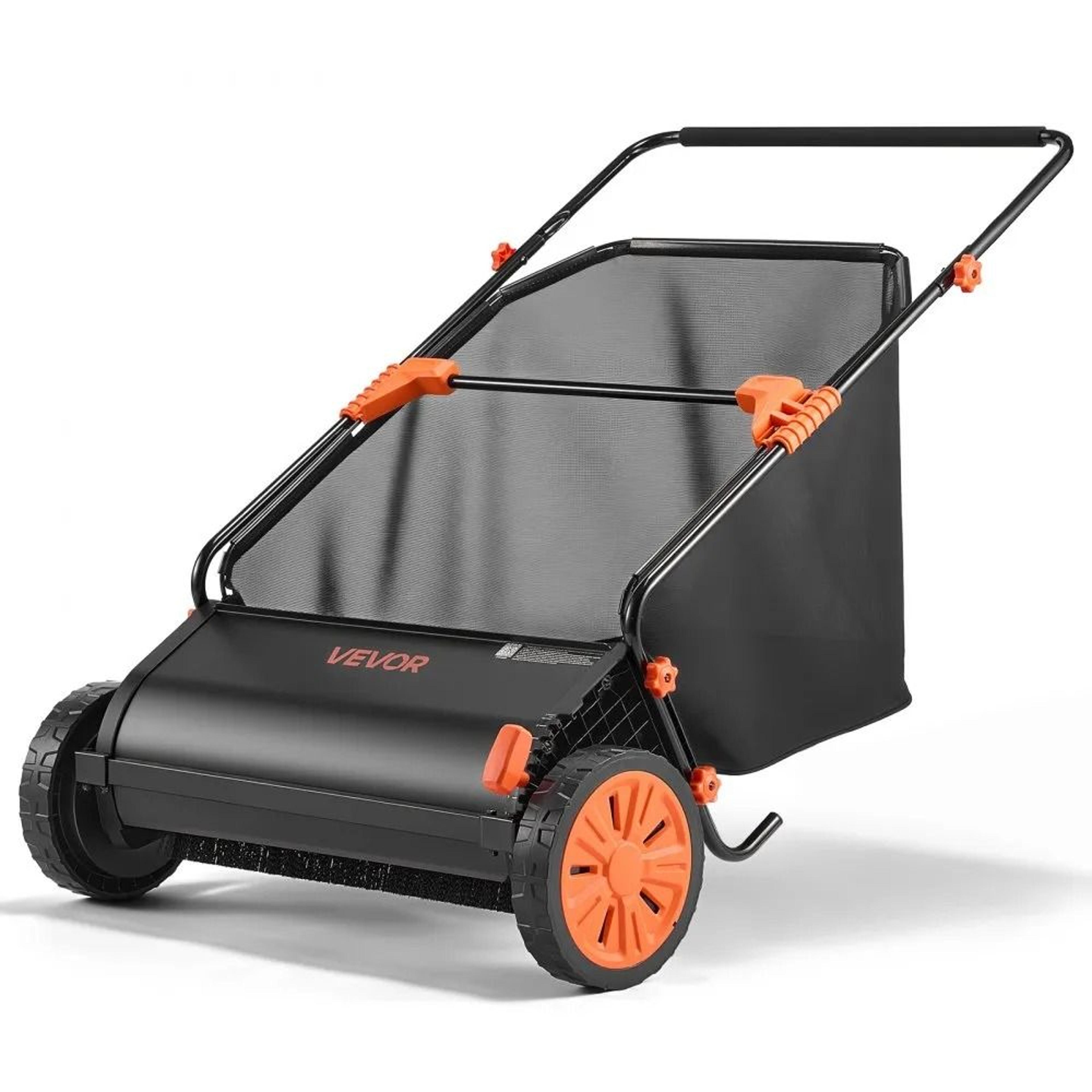 26 in push lawn sweeper with 7 cu ft hopper bag for easy yard cleanup