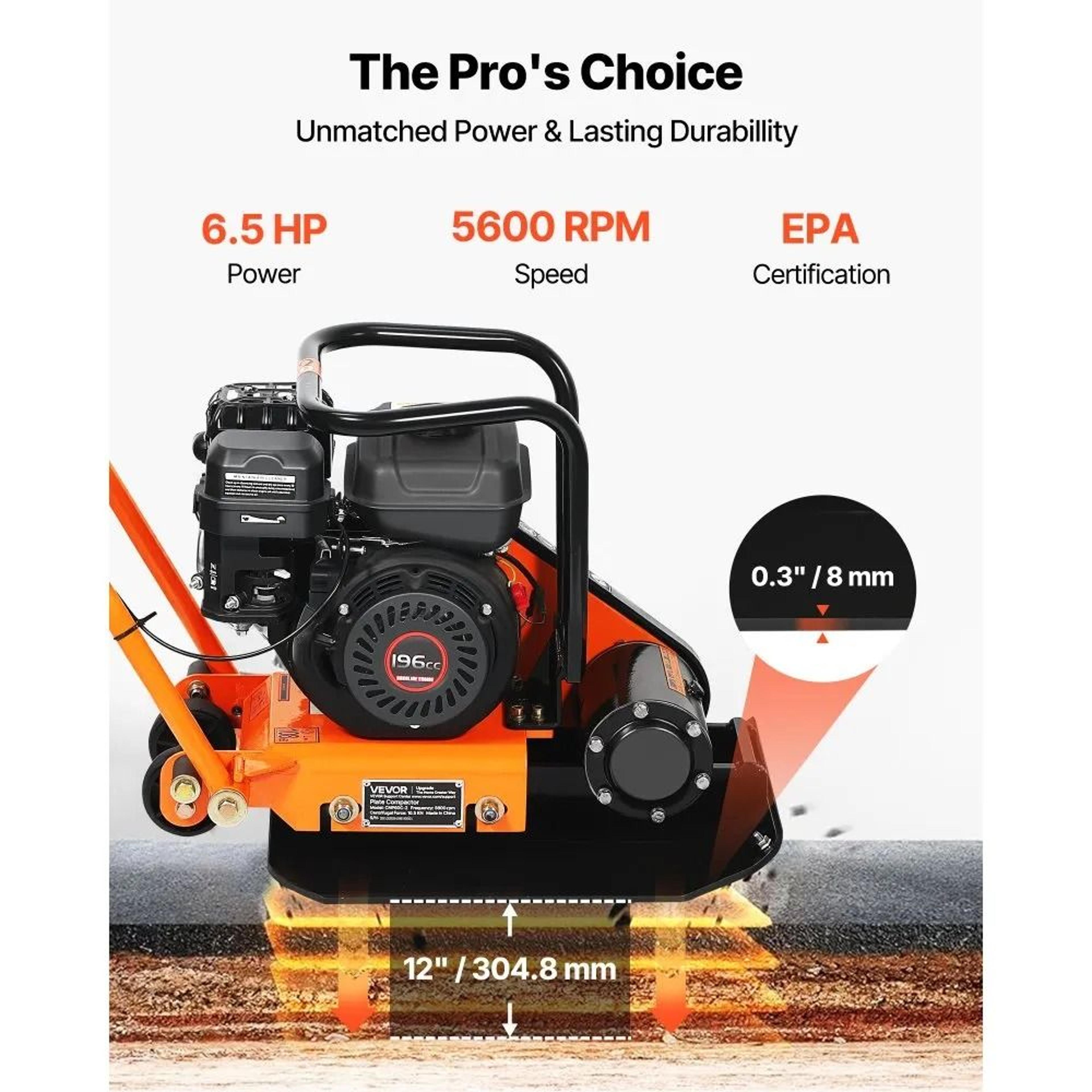Plate Compactor 65HP Gas Powered Vibrating Ground Rammer For Soil Asphalt Pavers 4