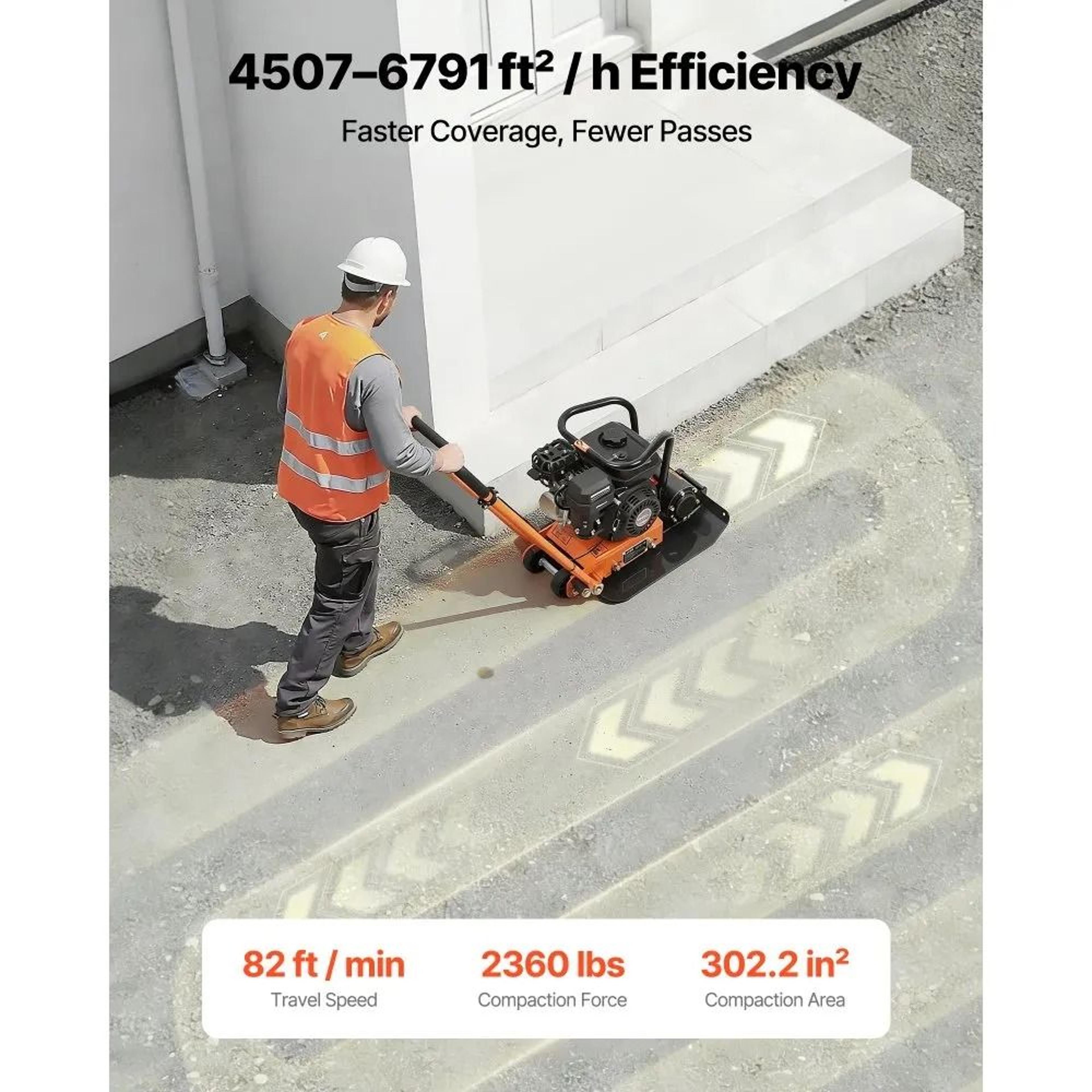 Plate Compactor 65HP Gas Powered Vibrating Ground Rammer For Soil Asphalt Pavers 5