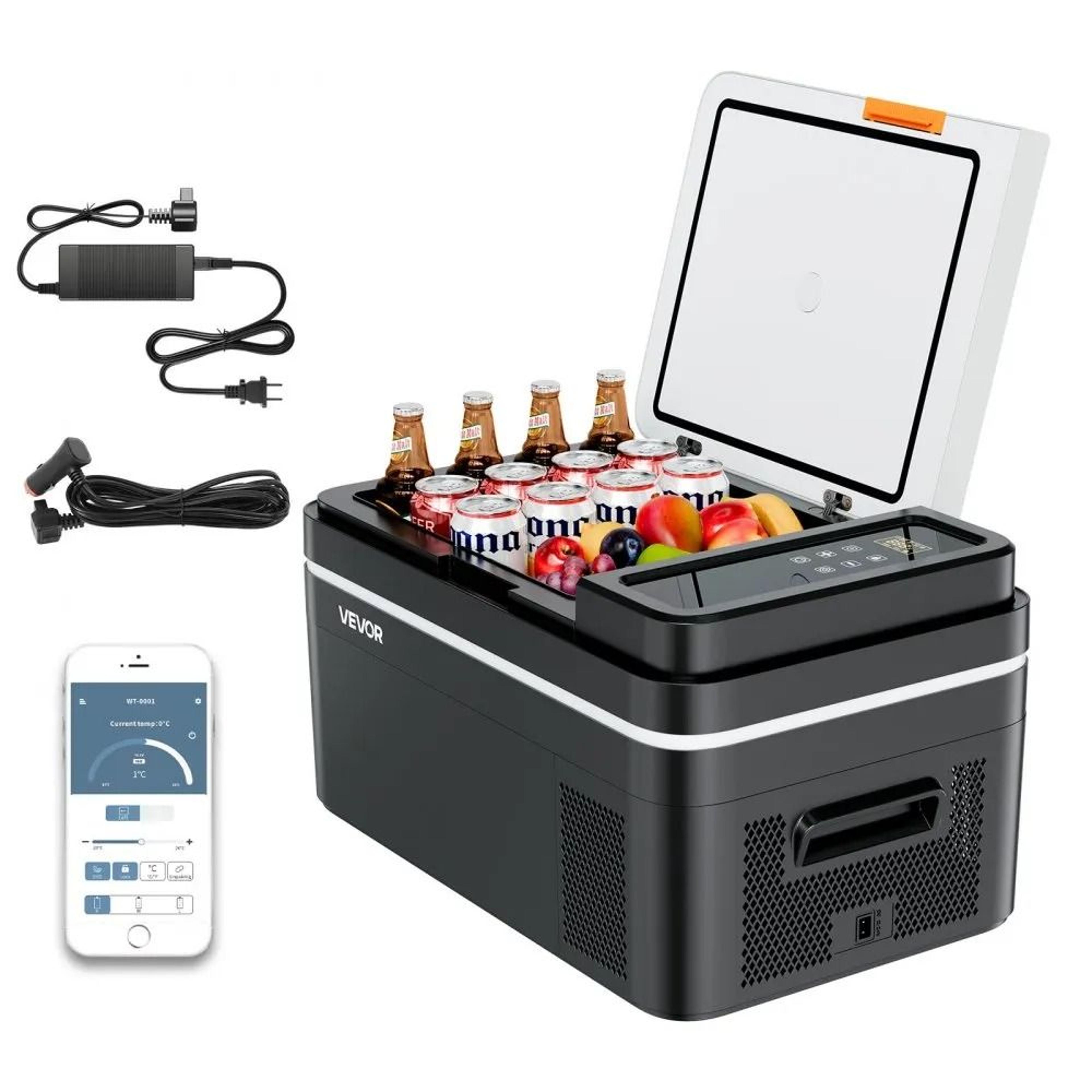 23 qt portable car refrigerator with app control compressor freezer