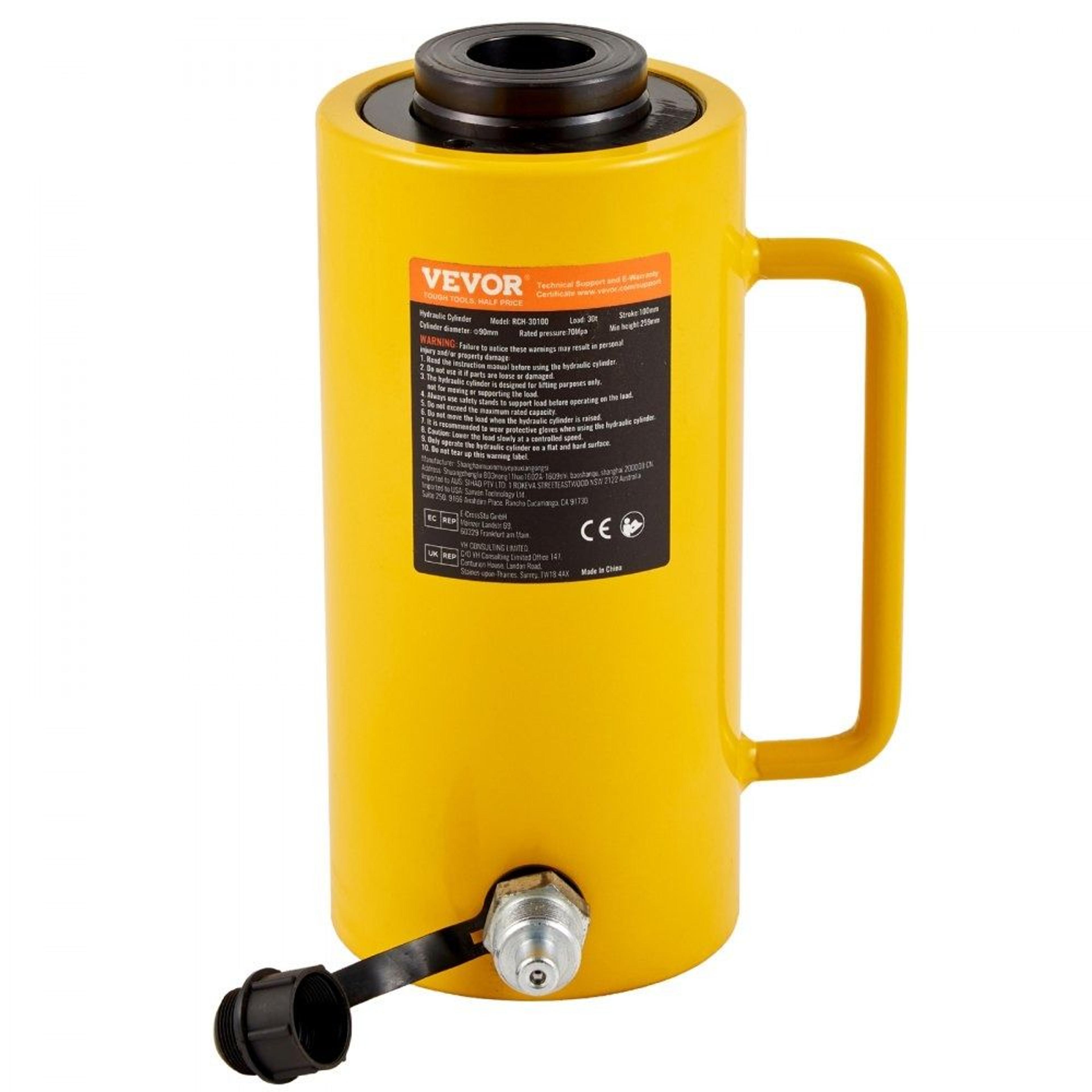 30 ton hollow plunger hydraulic cylinder jack with 100mm stroke for heavy lifting