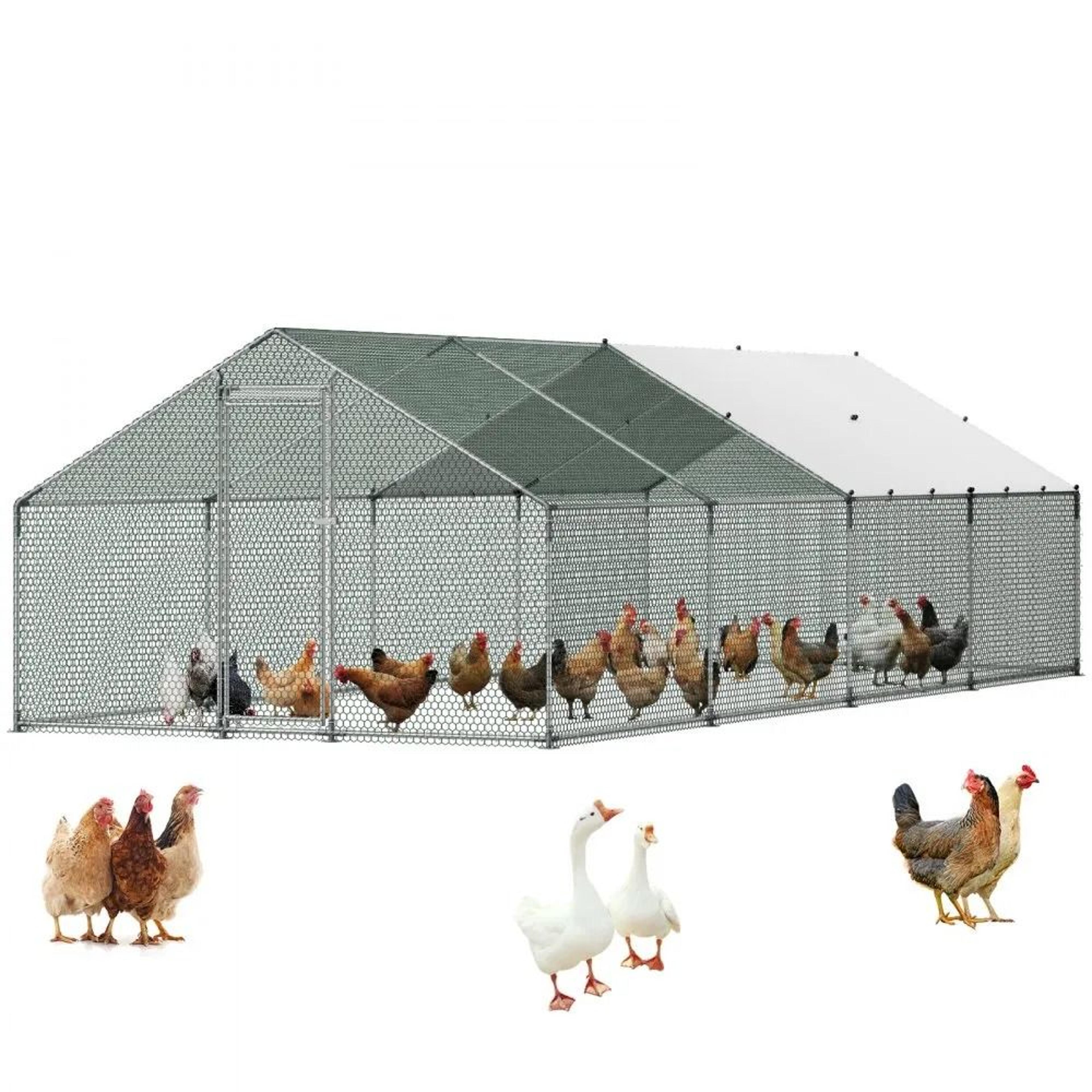 metal chicken coop walk in poultry run with waterproof cover