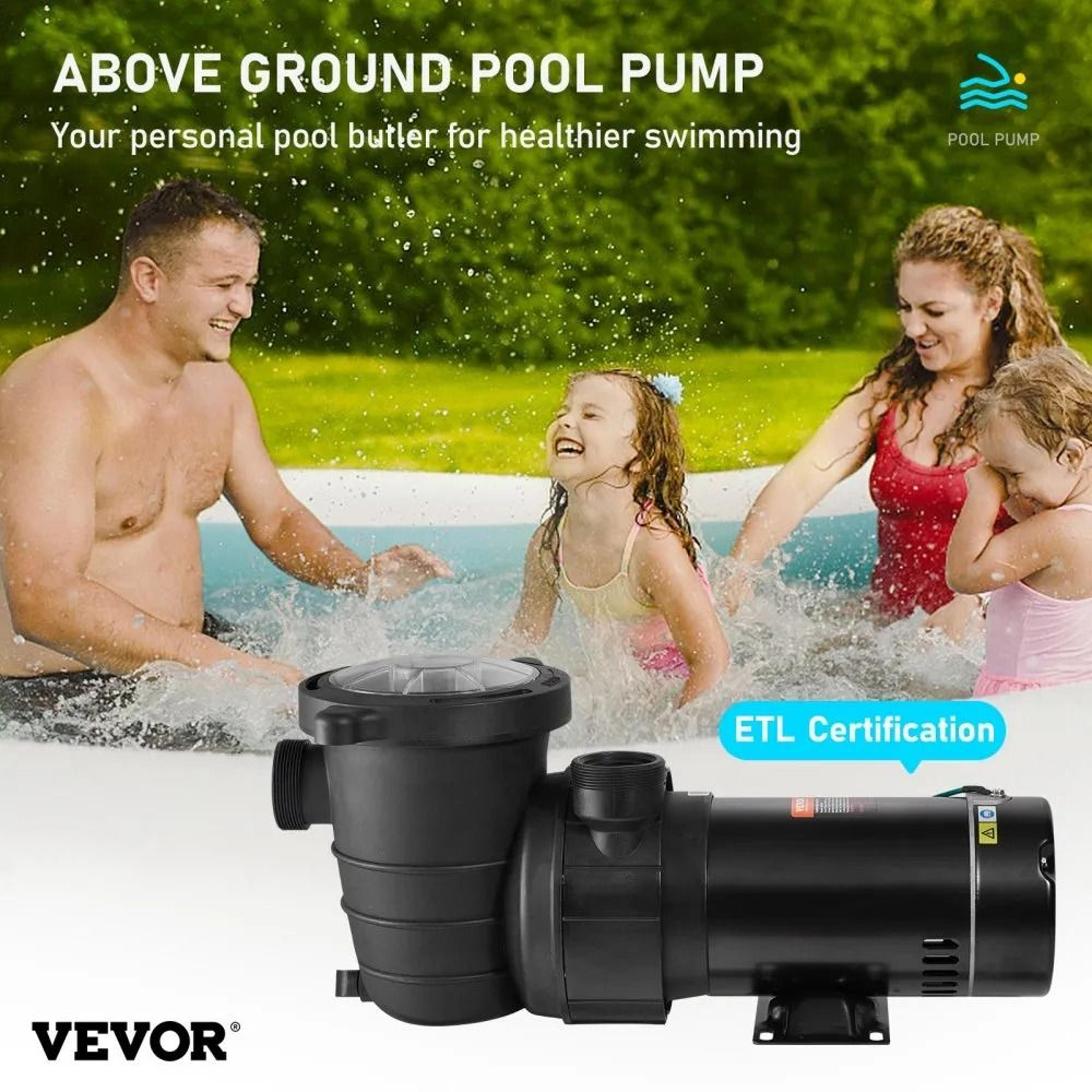 2HP Swimming Pool Pump 5400 GPH High Flow Above Ground Pool Filter Pump 1