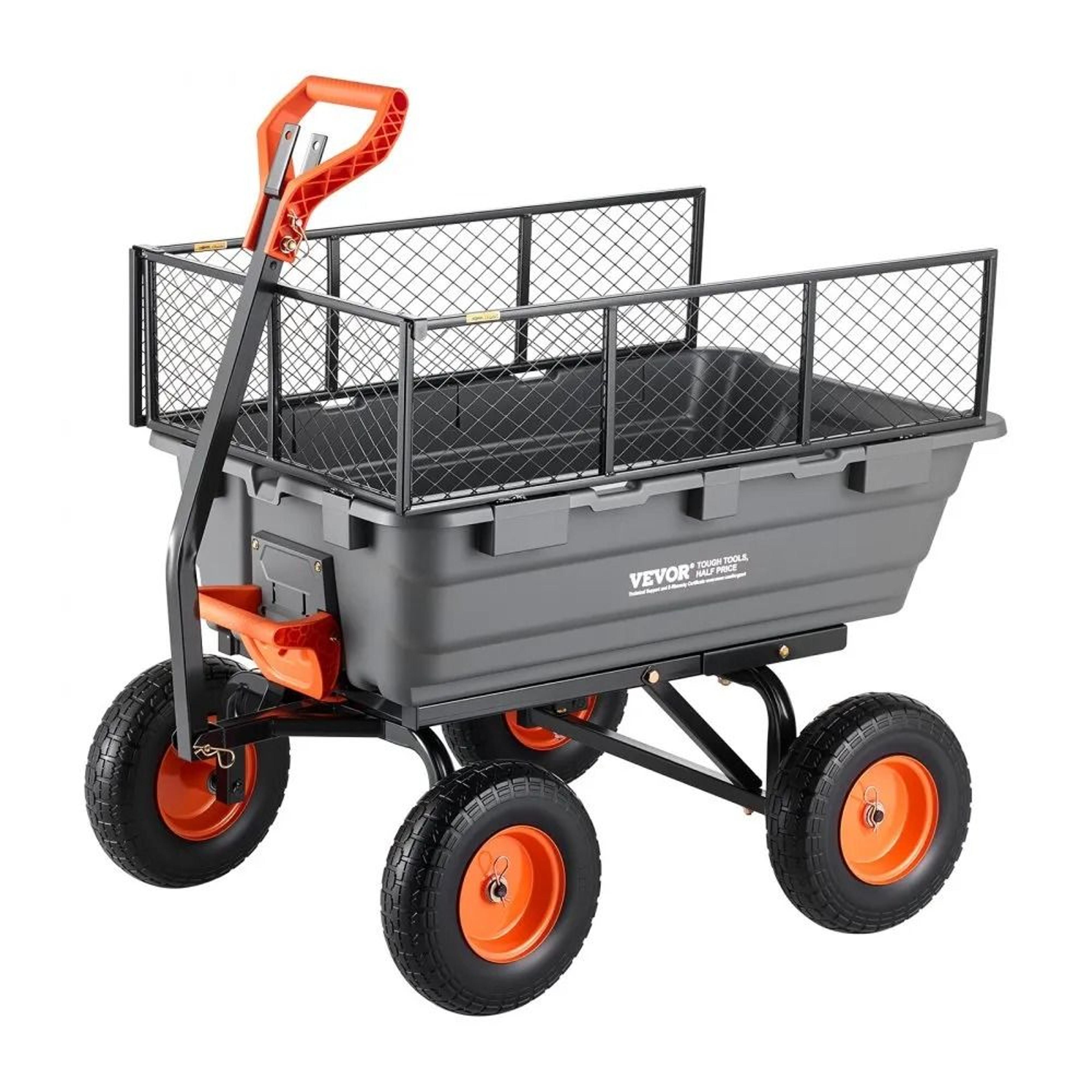 1200 lbs garden dump cart with quick dump wagon and swivel wheels