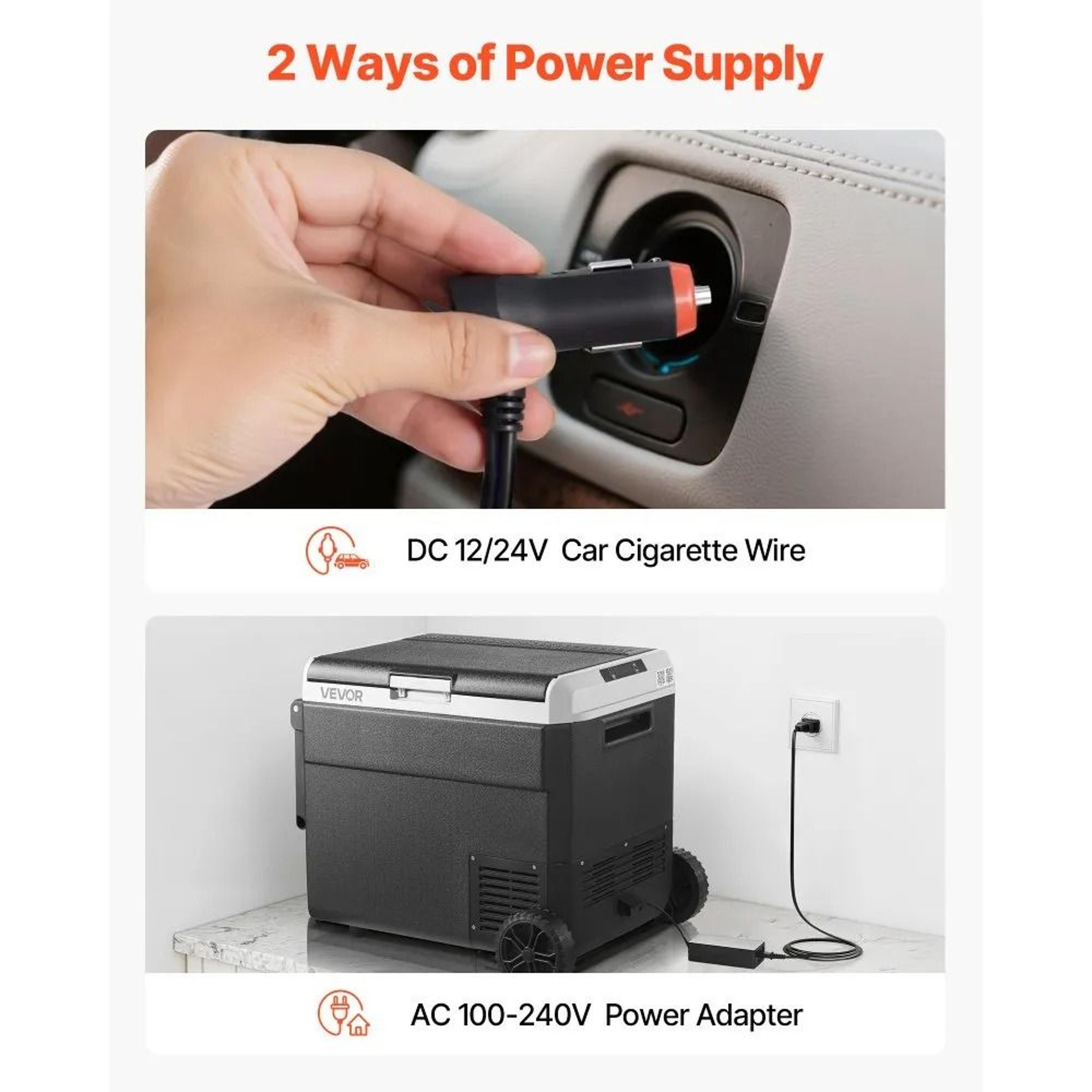 634QT 12V Car Refrigerator Portable Freezer With Wheels For Camping Travel 4