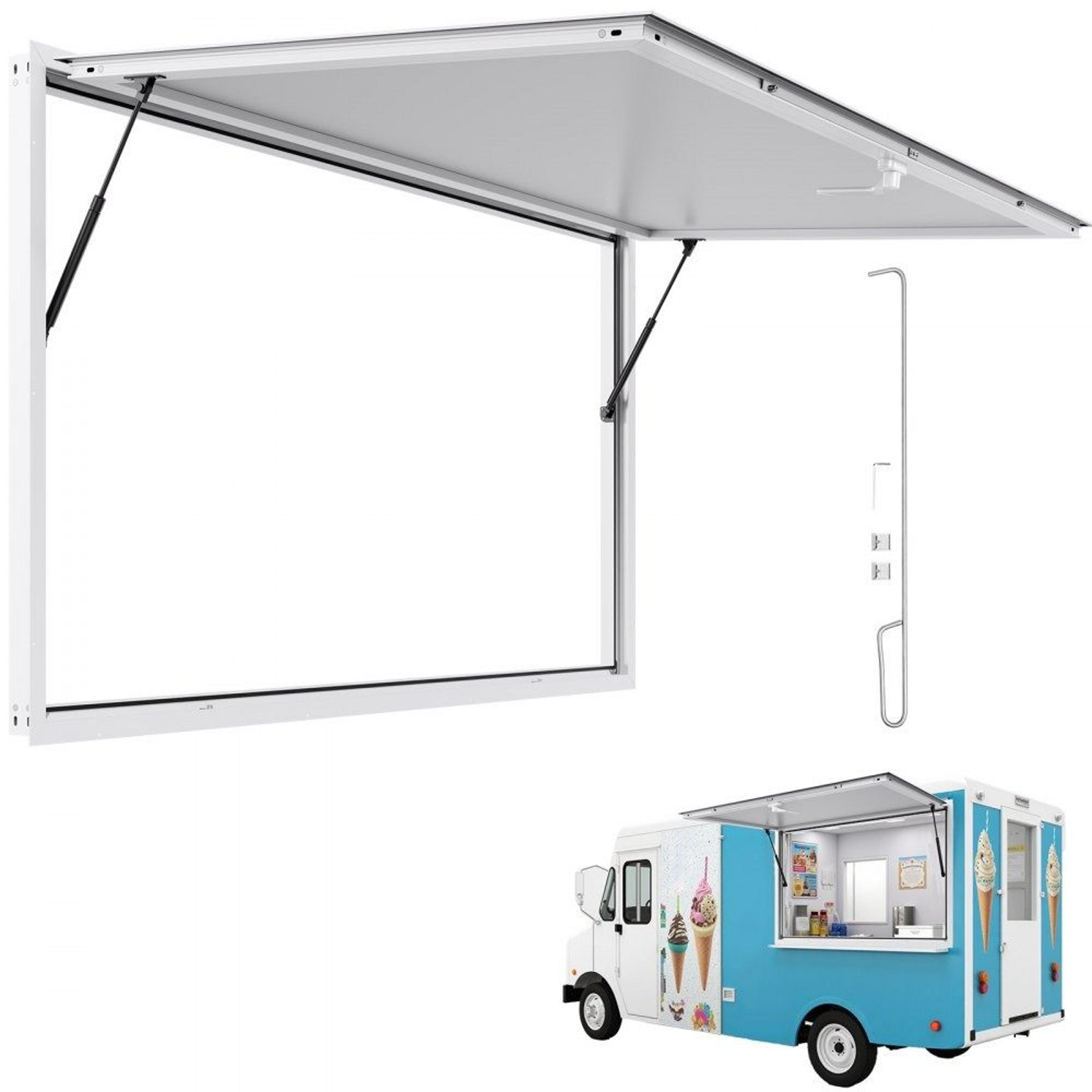 74x40 inch concession window aluminum food truck serving window with awning