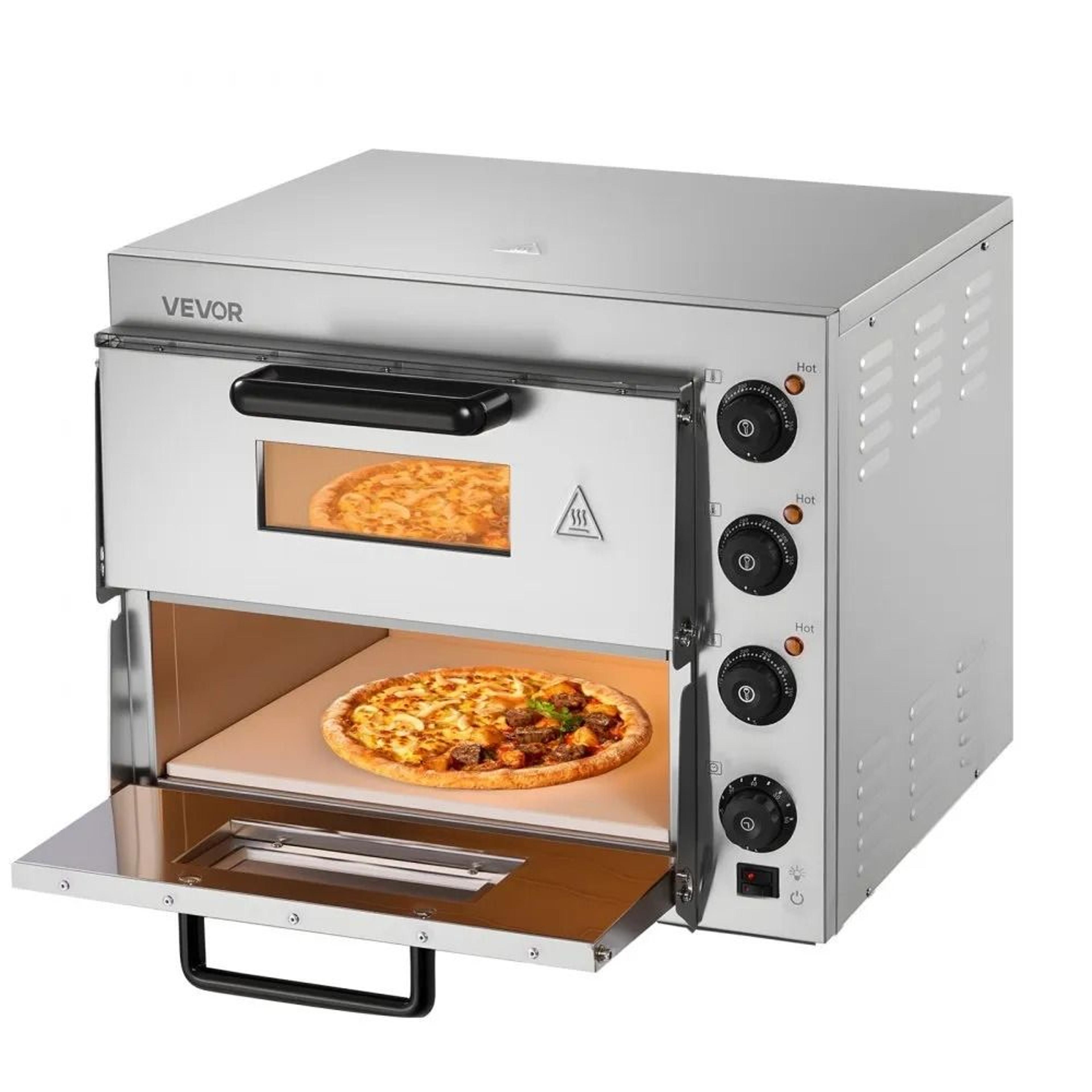 commercial countertop pizza oven 16 inch electric pizza maker with double deck stainless steel design