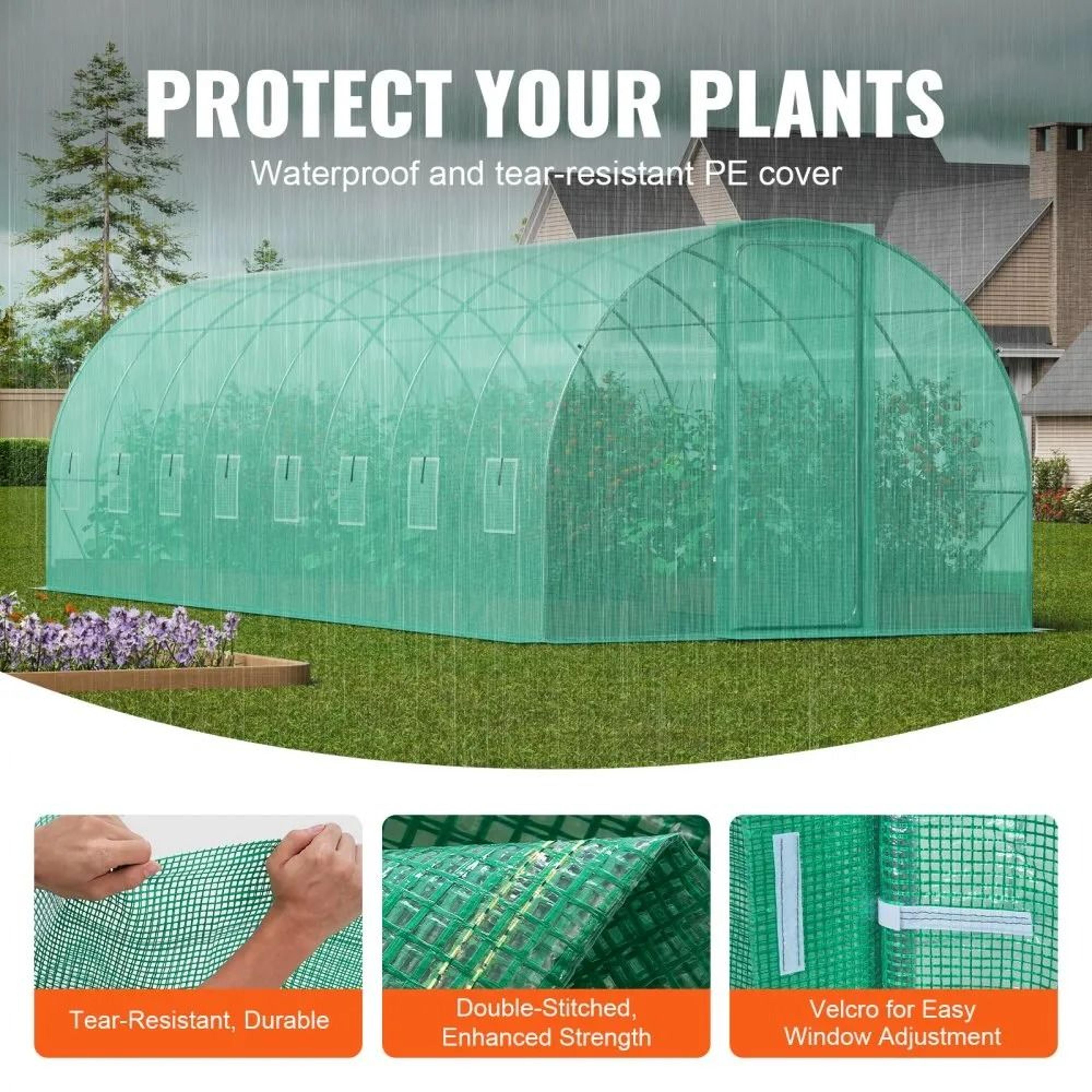 Walk In Tunnel Greenhouse 27x9ft Heavy Duty Hoop House With Galvanized Frame 1