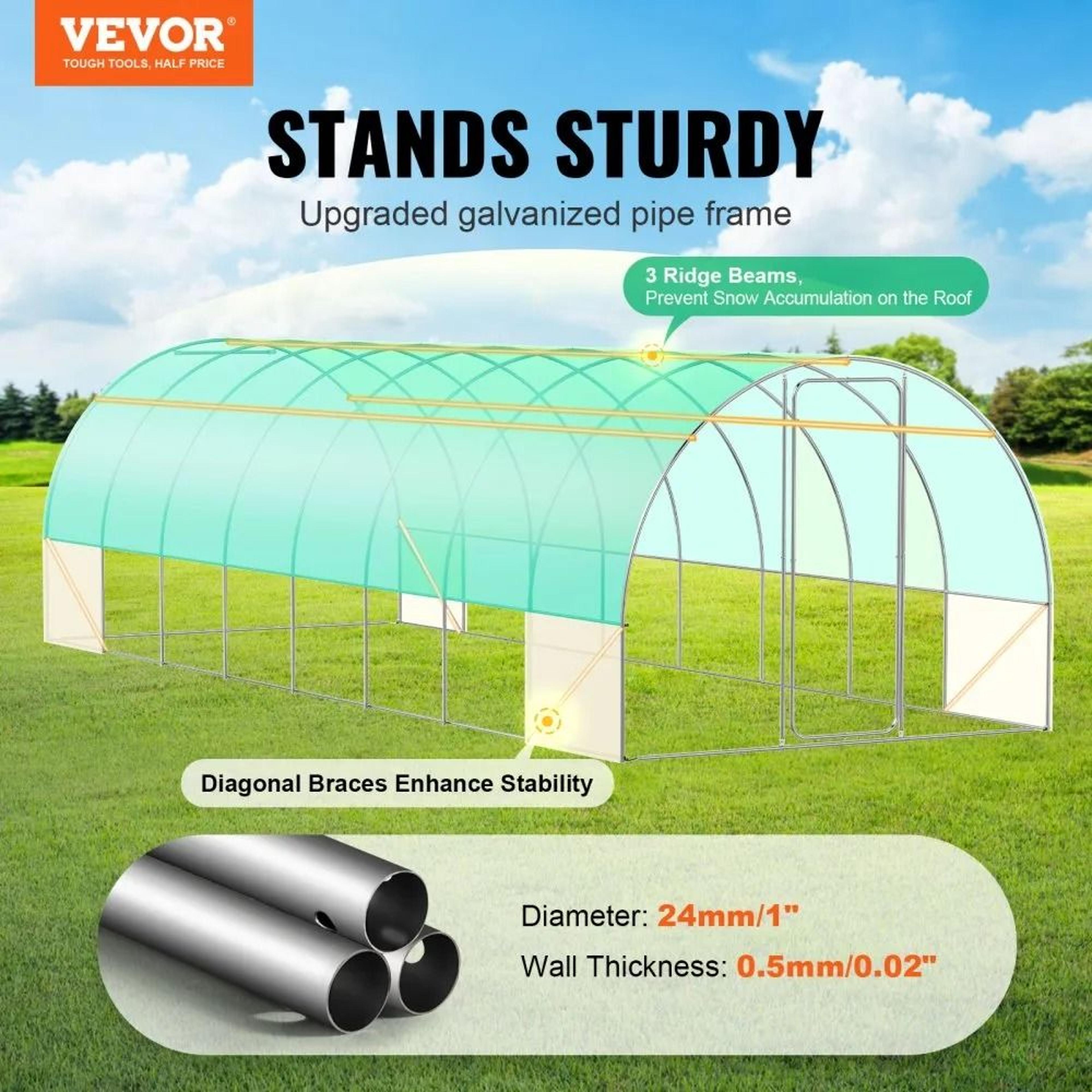 Walk In Tunnel Greenhouse 27x9ft Heavy Duty Hoop House With Galvanized Frame 2