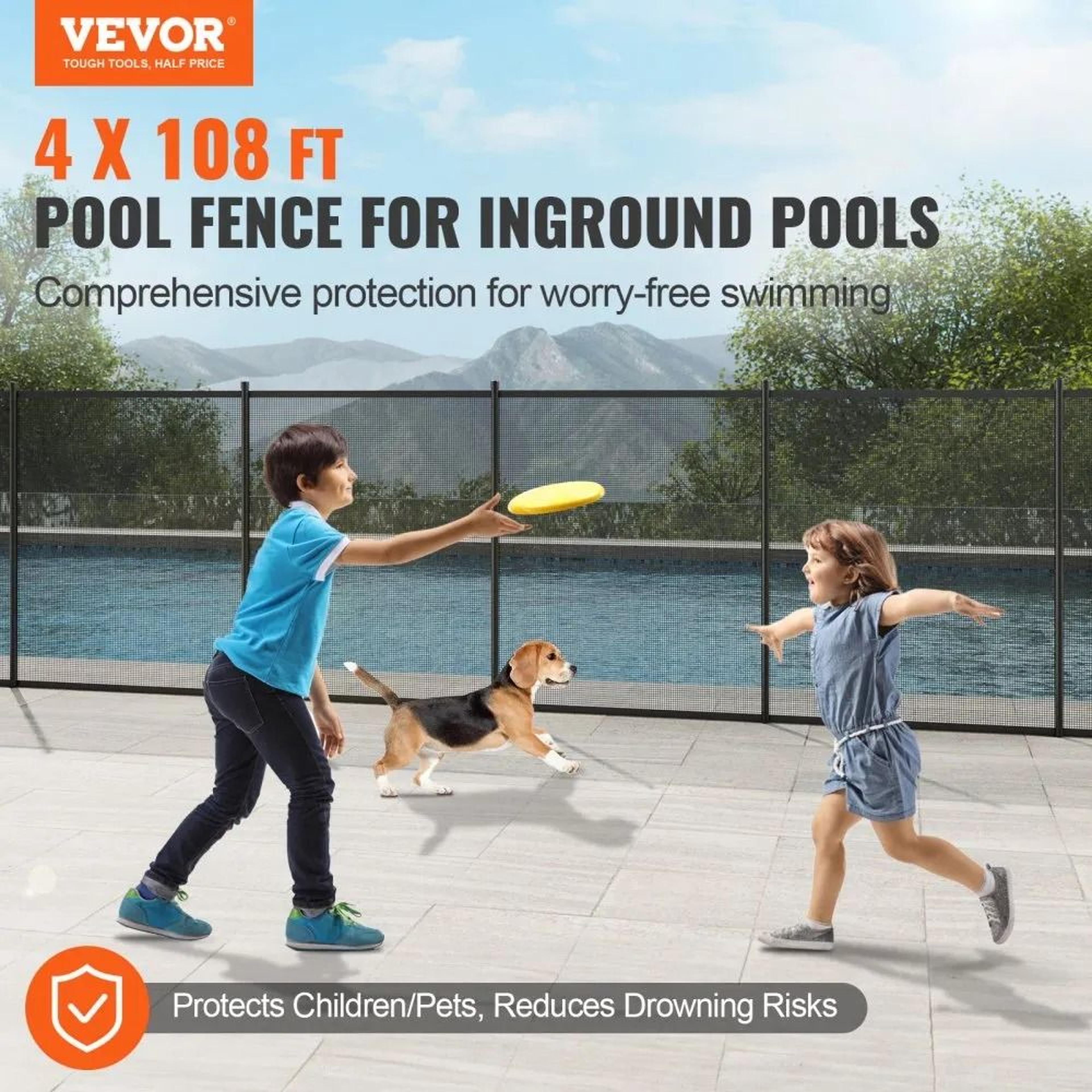4 X 108 FT Pool Safety Fence Removable Mesh Fence For Inground Pools 1