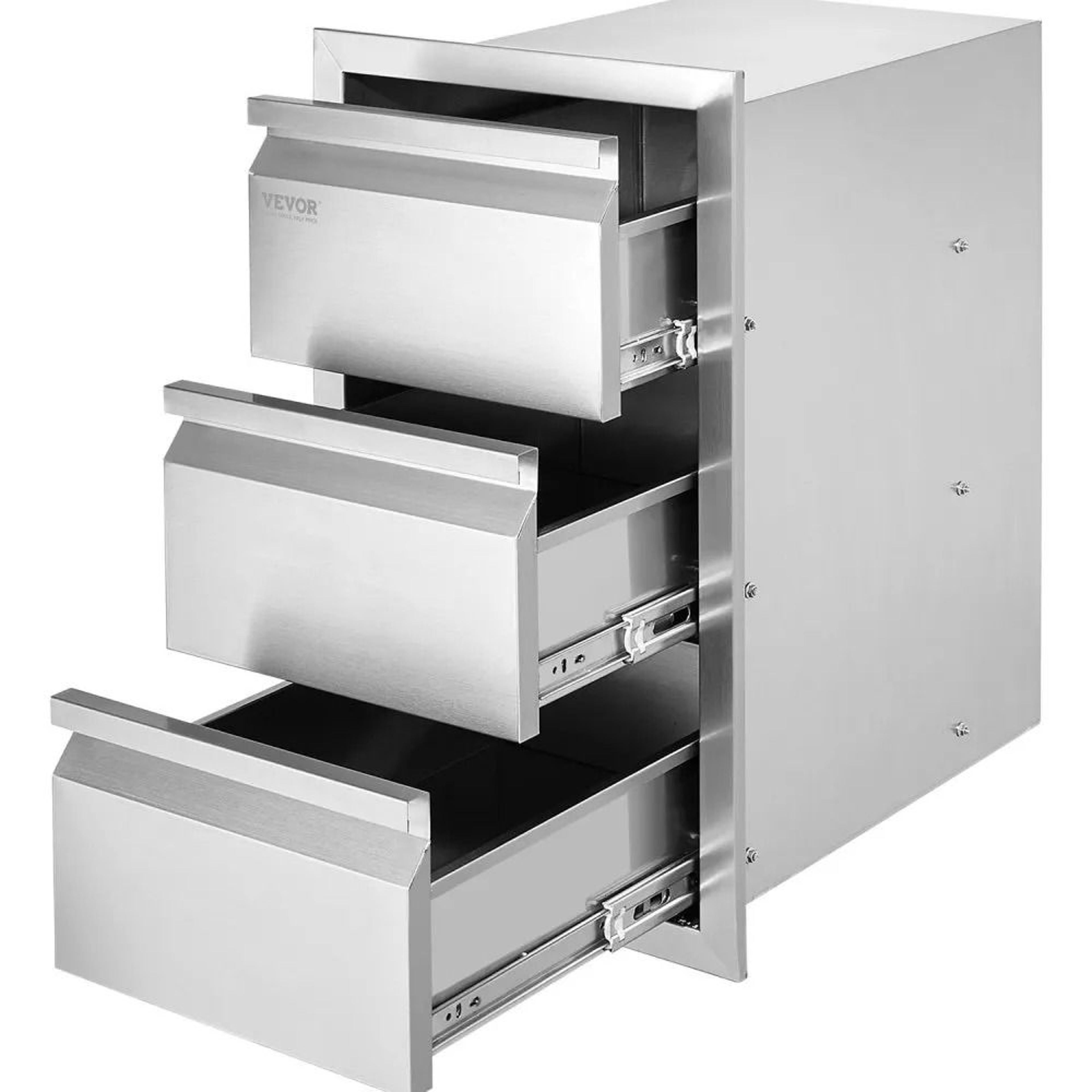3 tier stainless steel outdoor kitchen drawers for bbq island storage