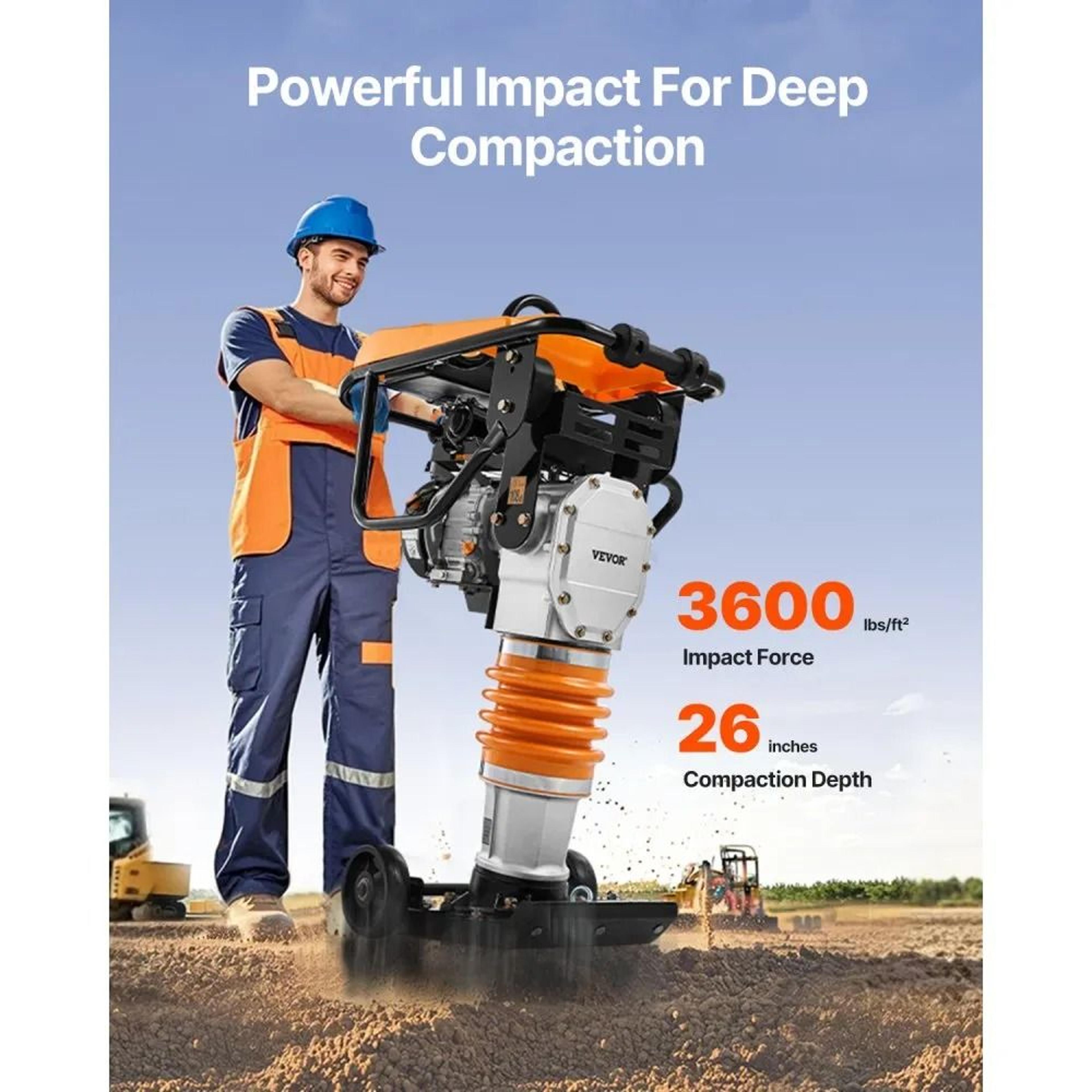 65 HP Jumping Jack Compactor 3600 Lbs Gas Powered Vibratory Rammer 1