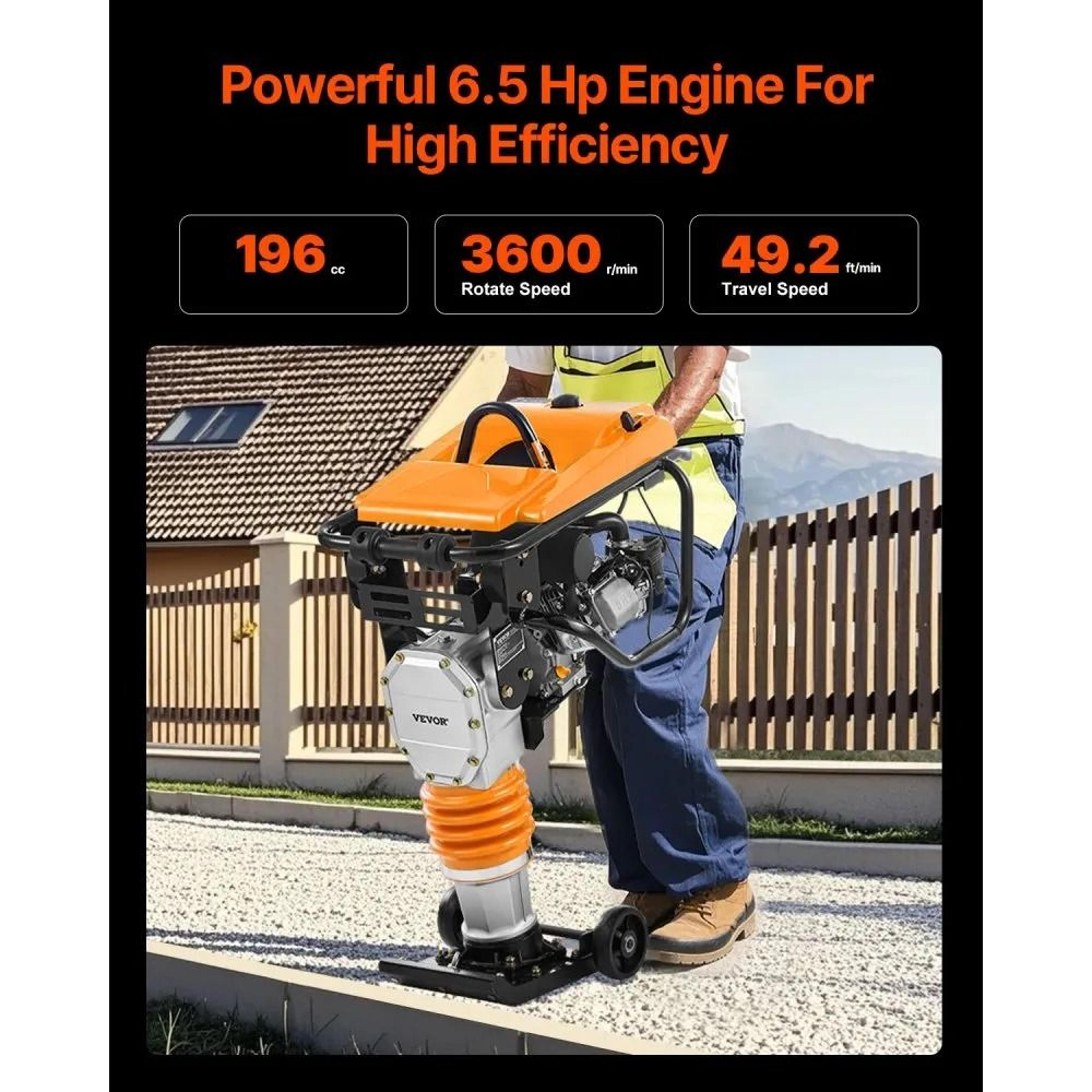 65 HP Jumping Jack Compactor 3600 Lbs Gas Powered Vibratory Rammer 4