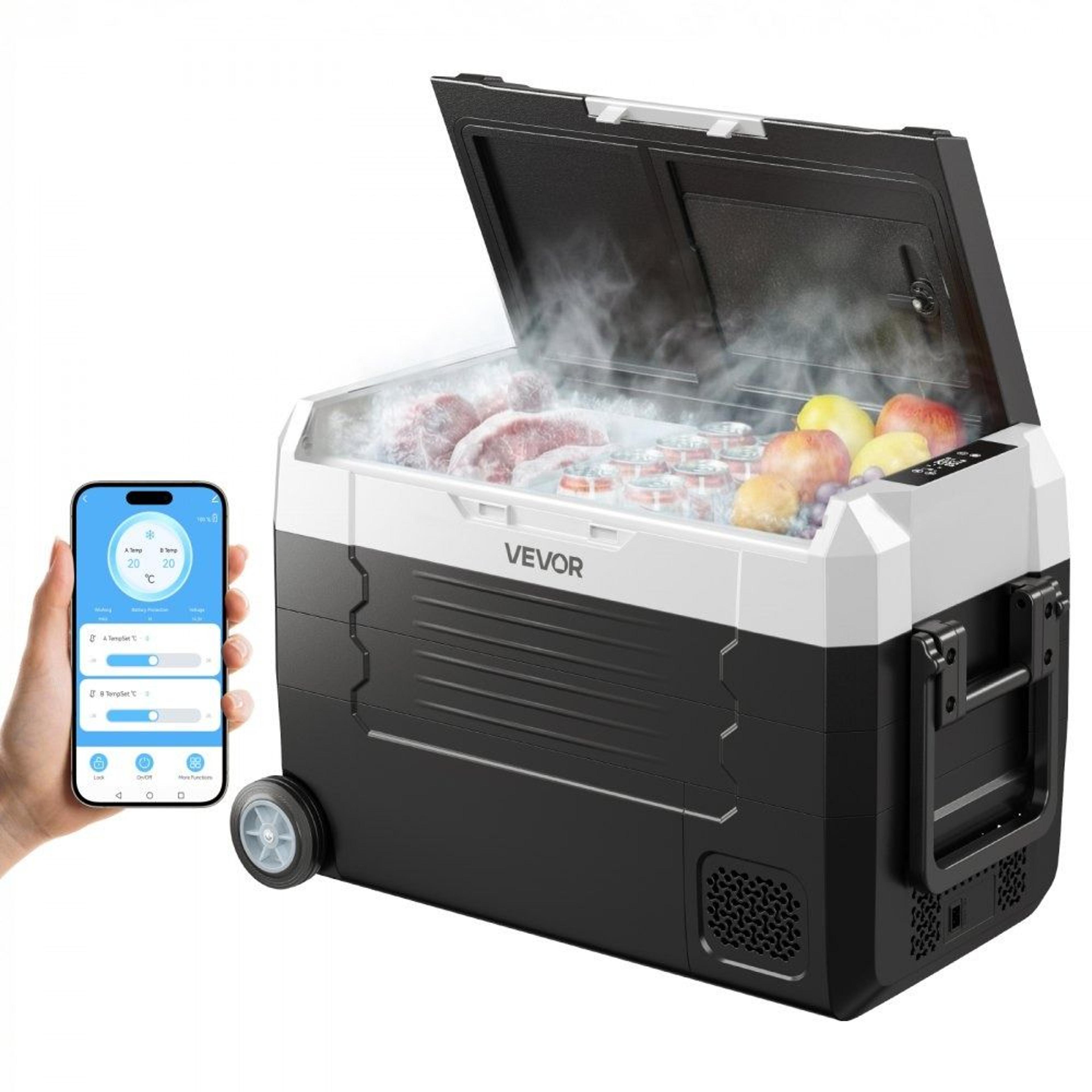 37qt dual zone 12v car refrigerator with app control
