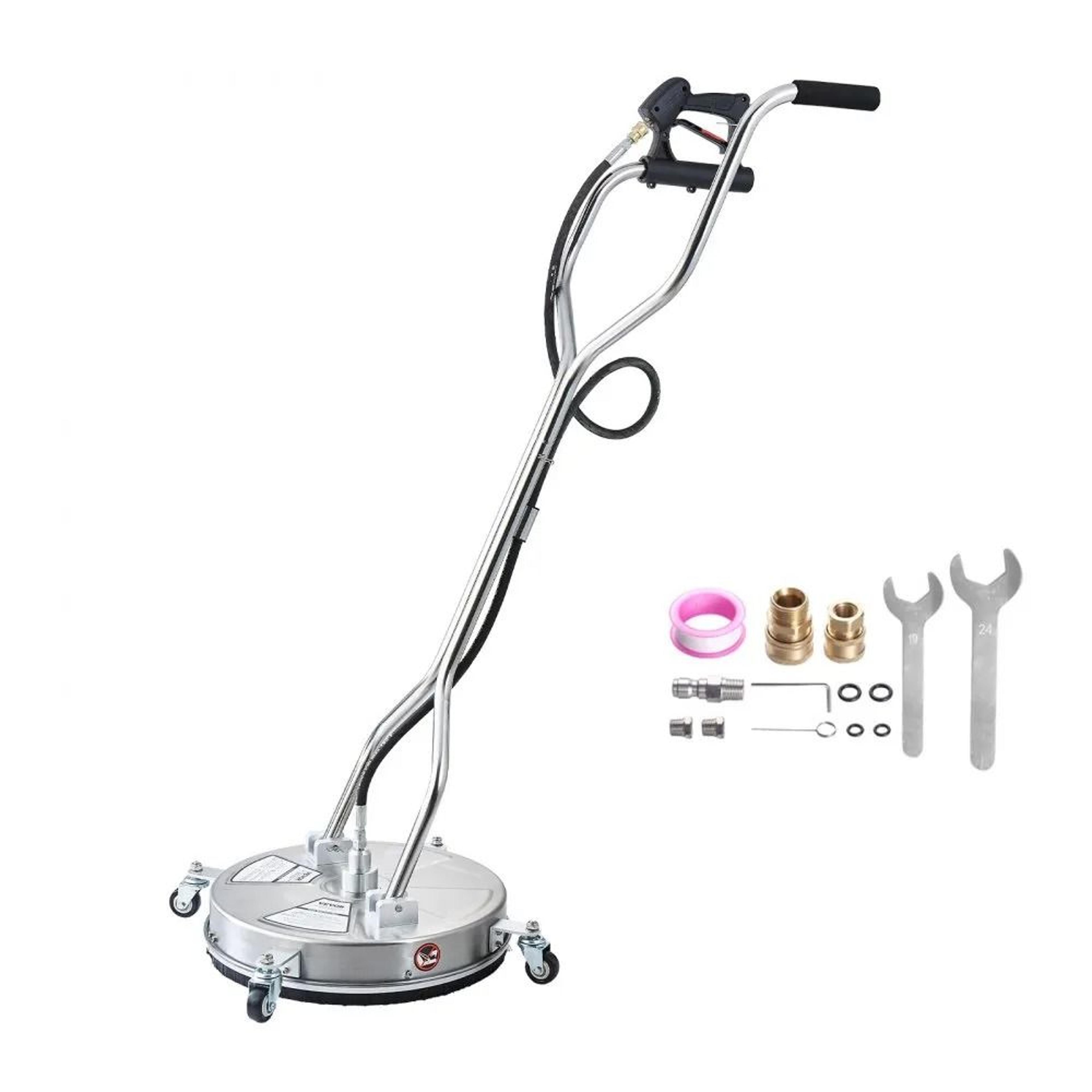 18 inch pressure washer surface cleaner with 4000 psi dual nozzles and 4 wheels