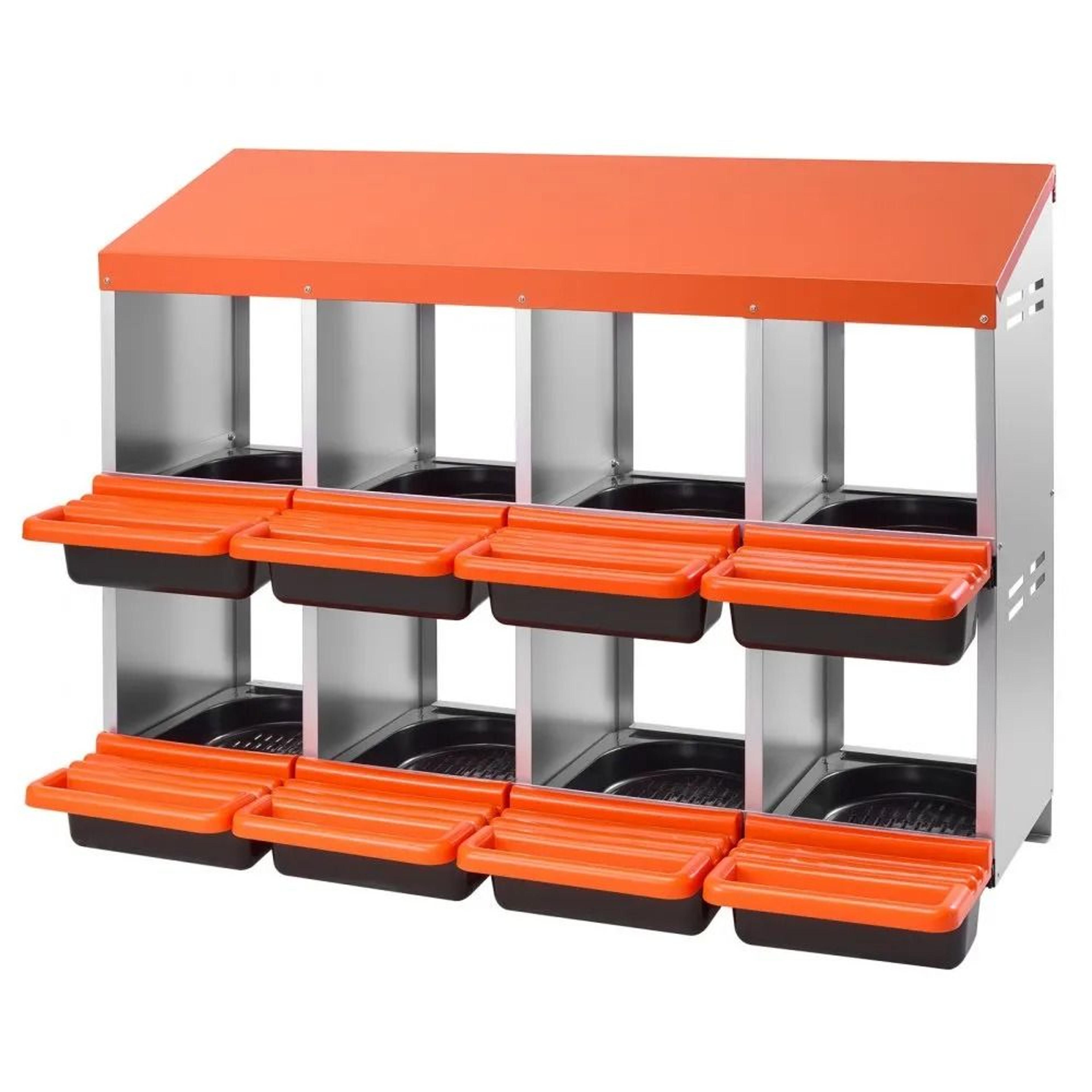 8 compartment roll away chicken nesting box with galvanized steel egg collection trays