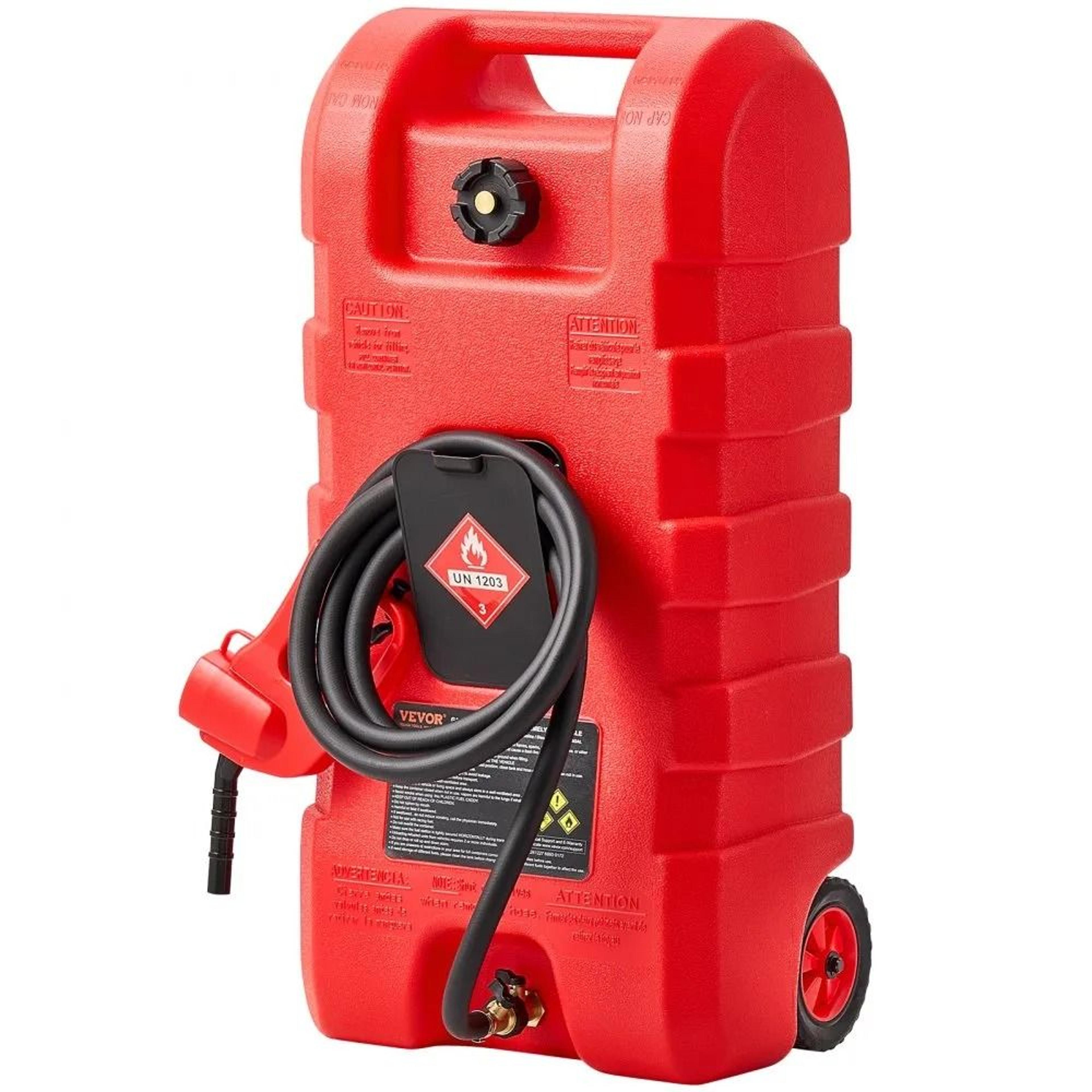 15 gallon fuel caddy portable fuel tank with hand pump and 10 ft hose