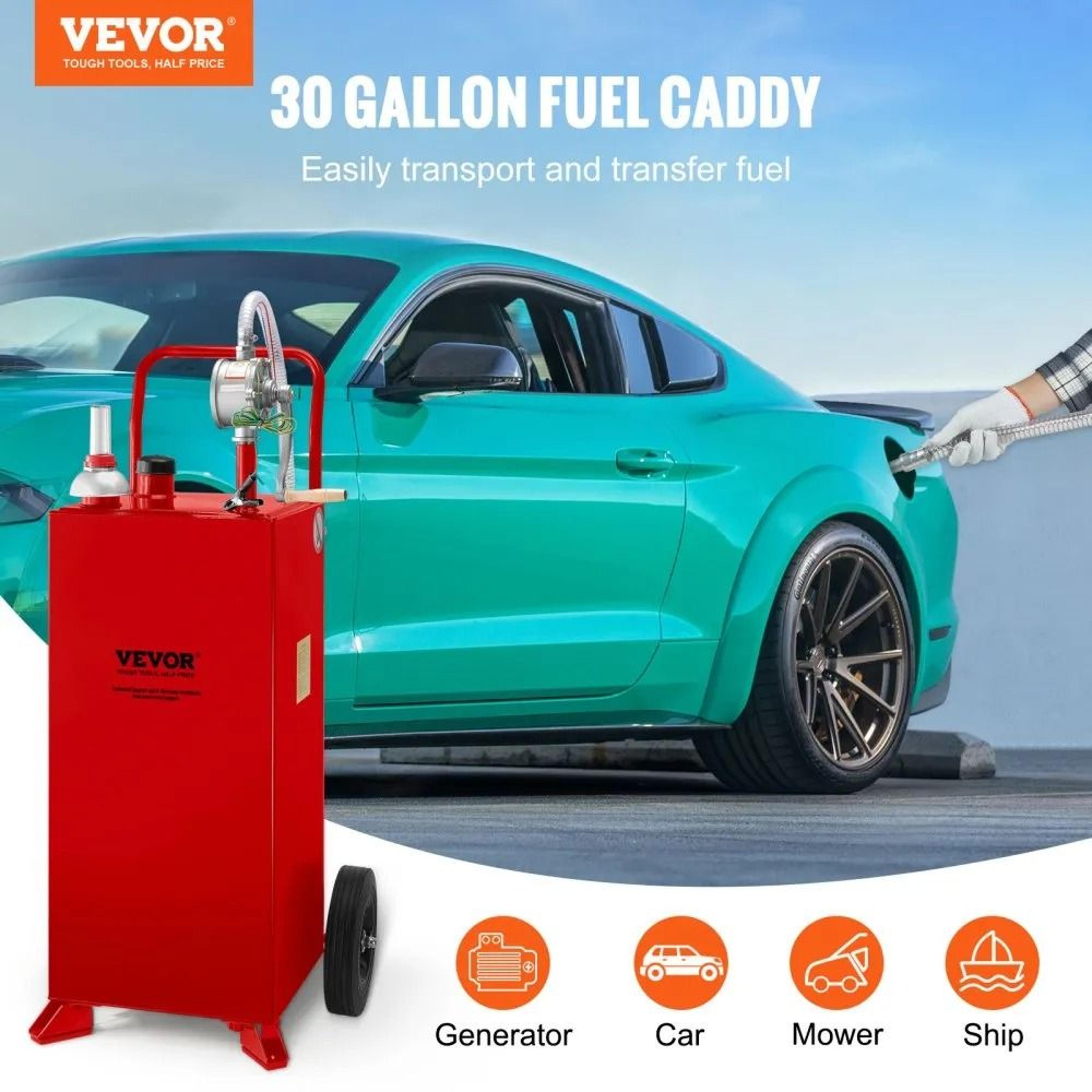 30 Gallon Portable Fuel Caddy With Manual Pump For Gas Diesel Storage 1