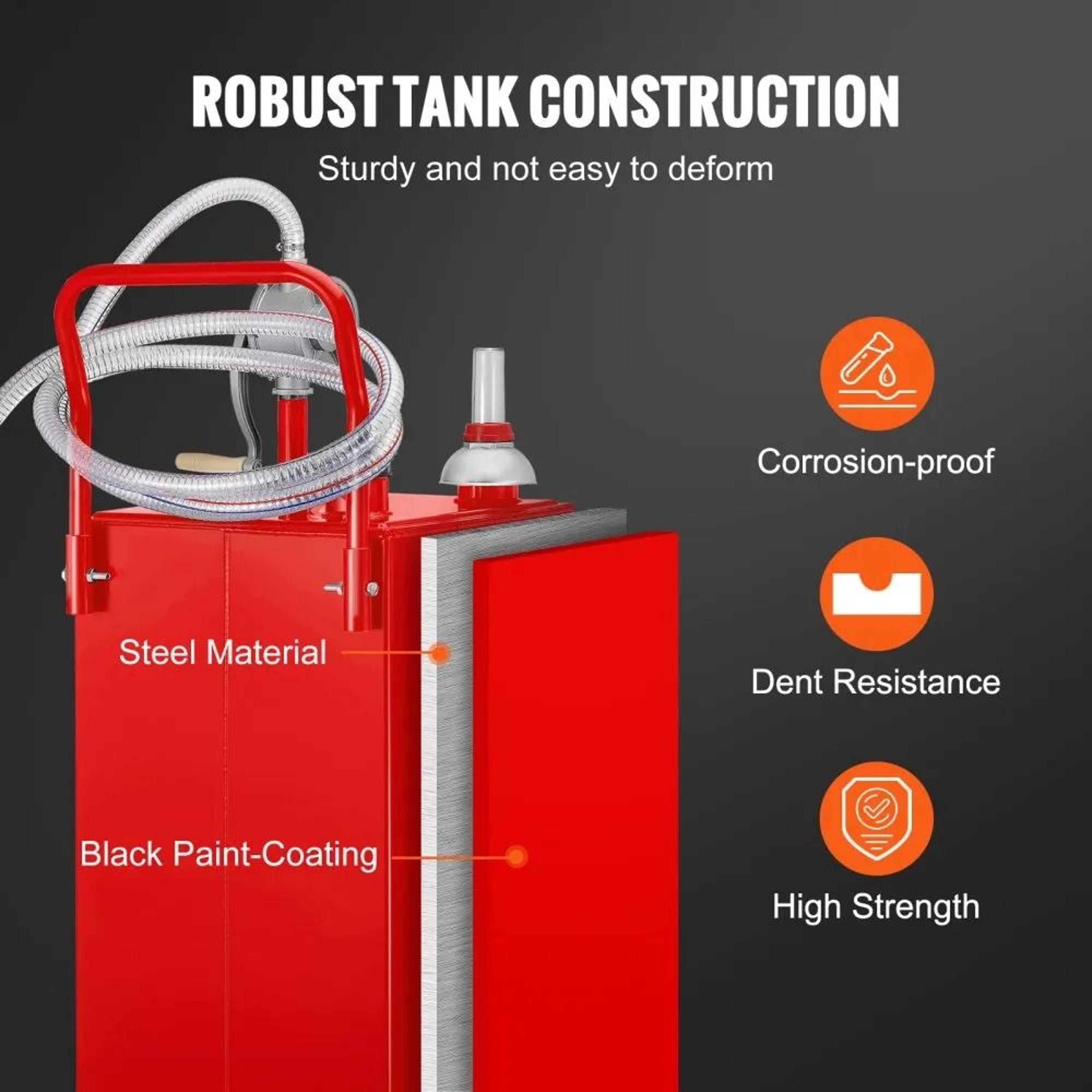 30 Gallon Portable Fuel Caddy With Manual Pump For Gas Diesel Storage 3