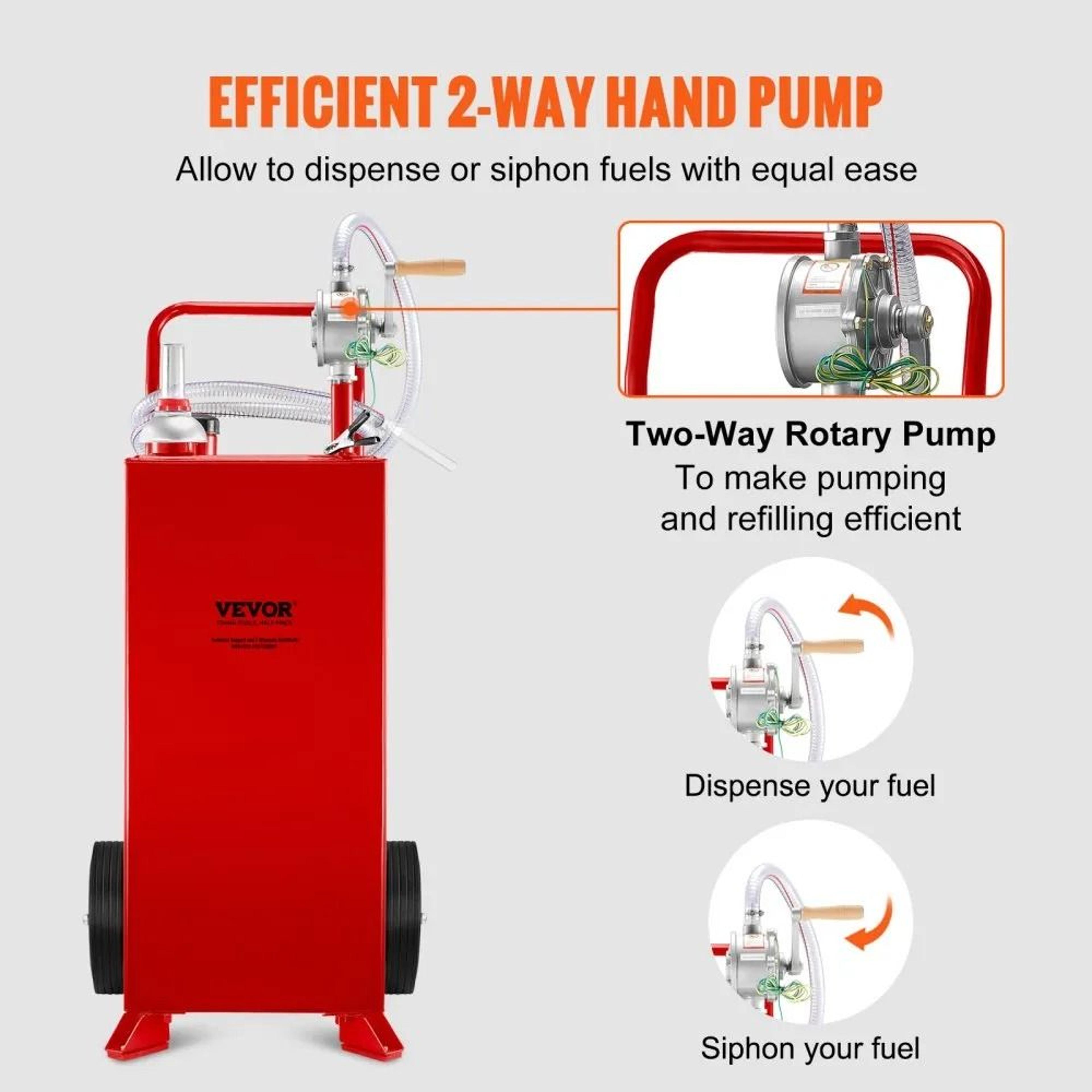 30 Gallon Portable Fuel Caddy With Manual Pump For Gas Diesel Storage 5