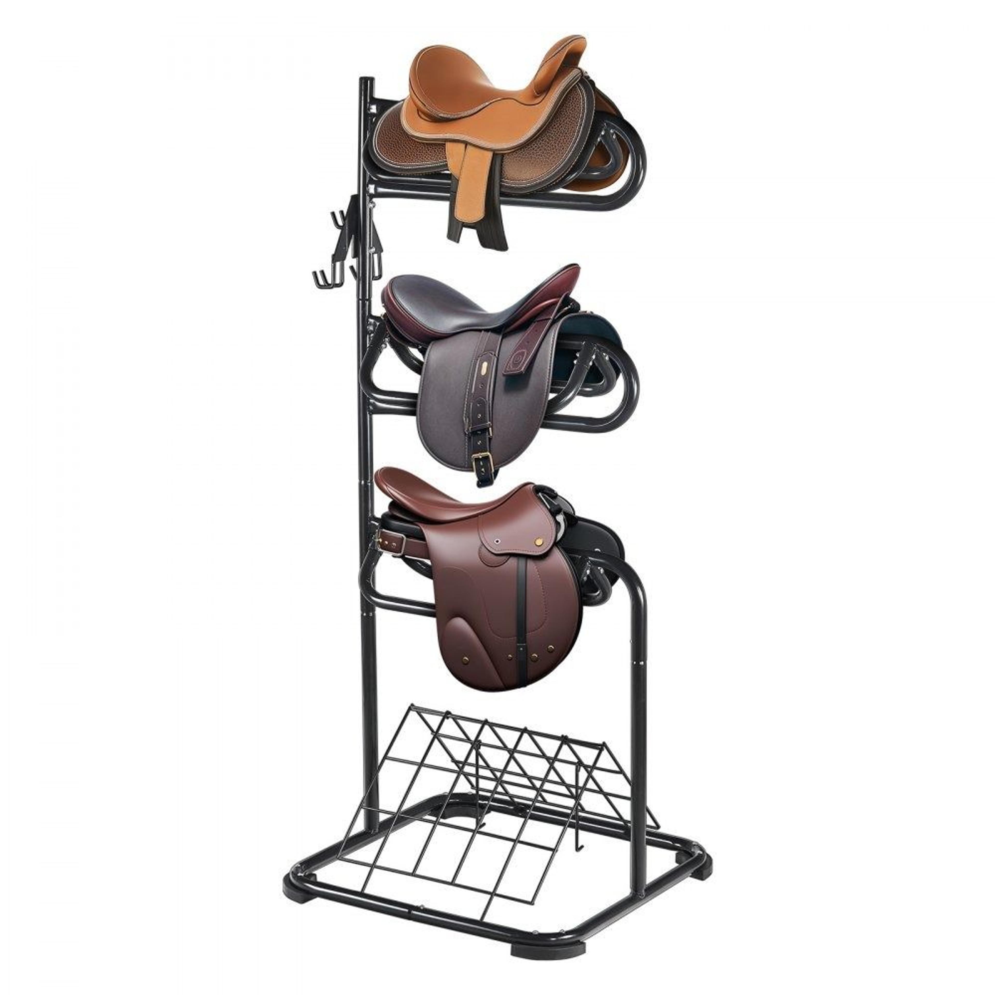freestanding 3 tier saddle rack heavy duty rotating saddle stand for tack room storage