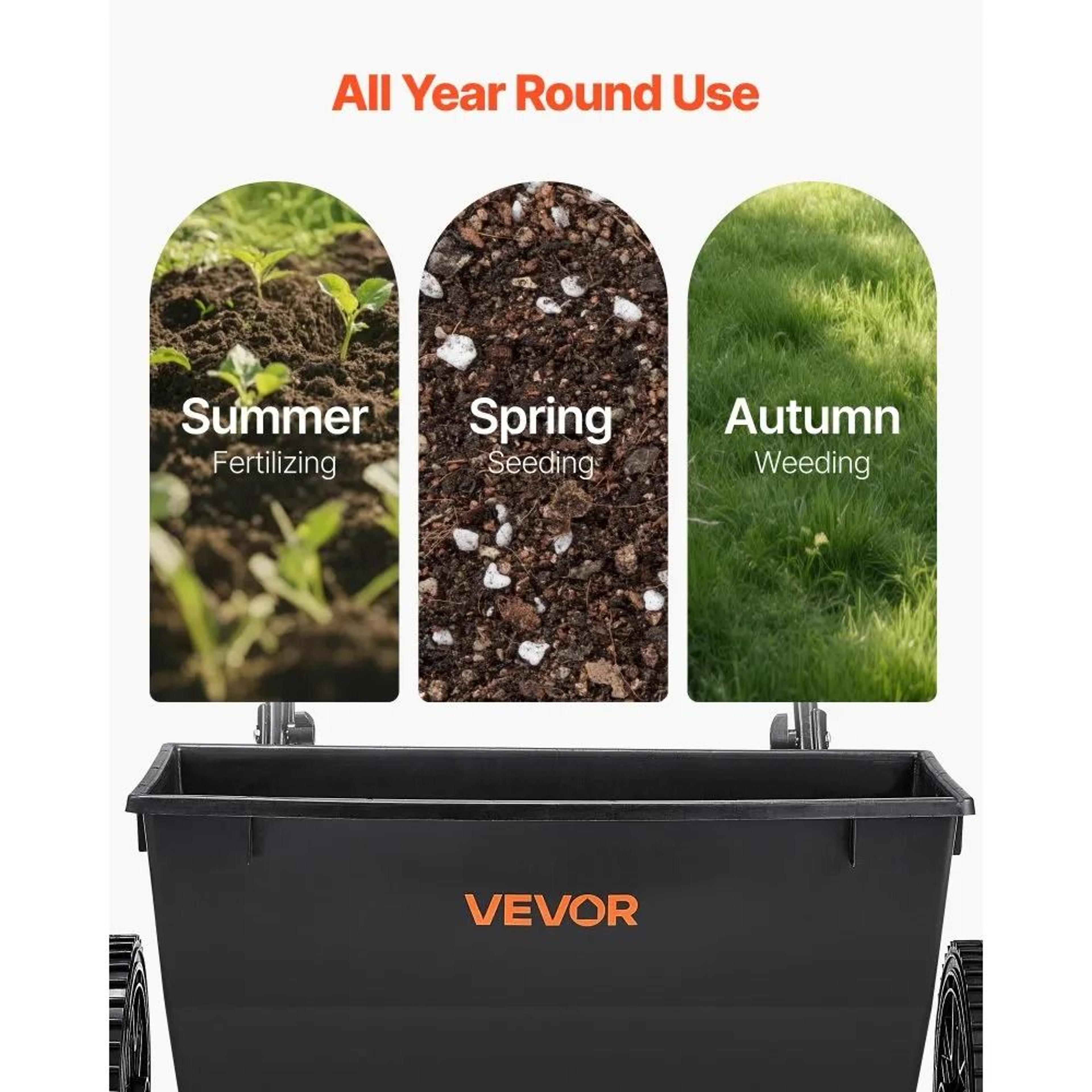 Walk Behind Push Spreader 50LB Lawn Fertilizer Seed Spreader 3