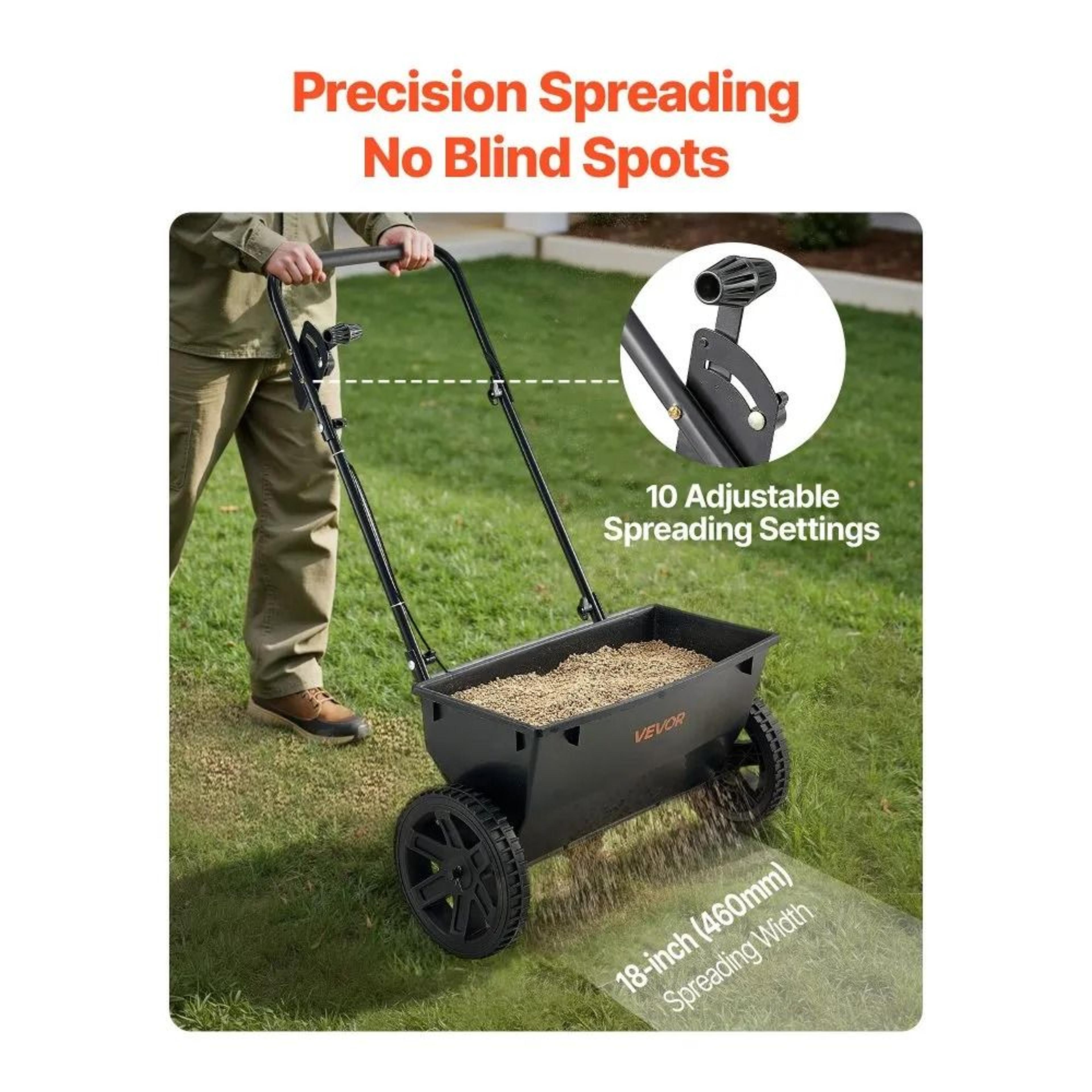 Walk Behind Push Spreader 50LB Lawn Fertilizer Seed Spreader 2