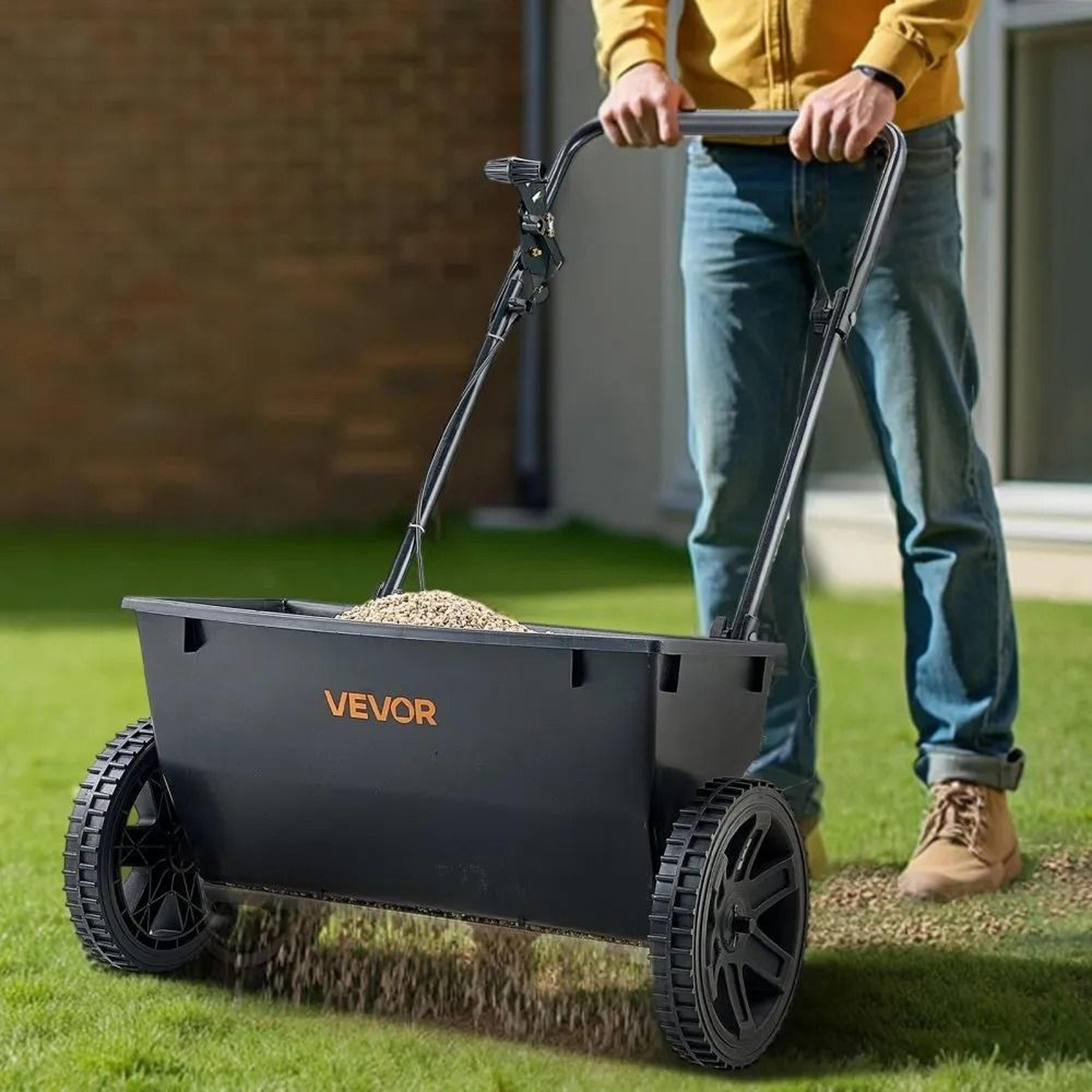 Walk Behind Push Spreader 50LB Lawn Fertilizer Seed Spreader 5
