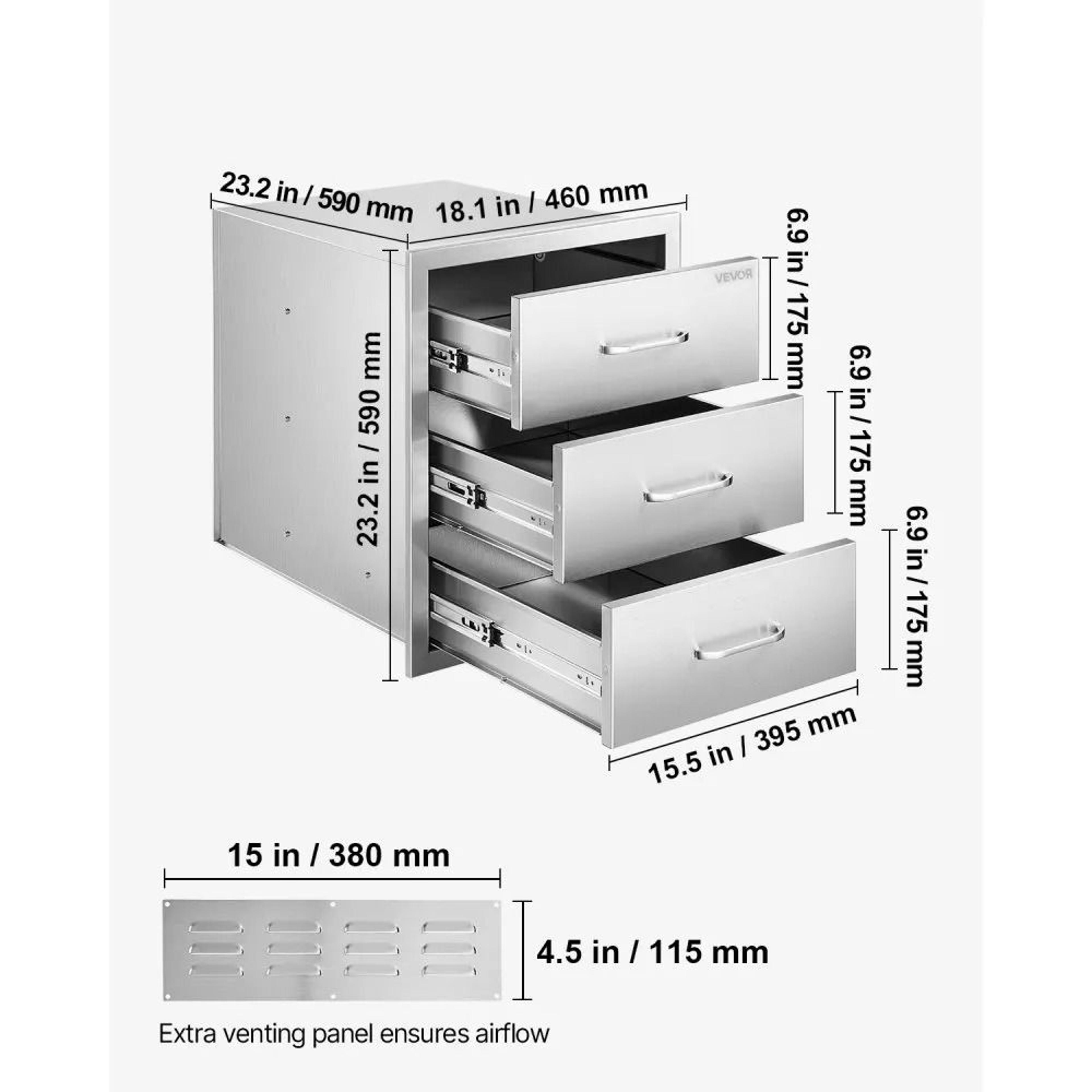 Outdoor Kitchen Drawer Stainless Steel BBQ Island Storage Cabinet 6