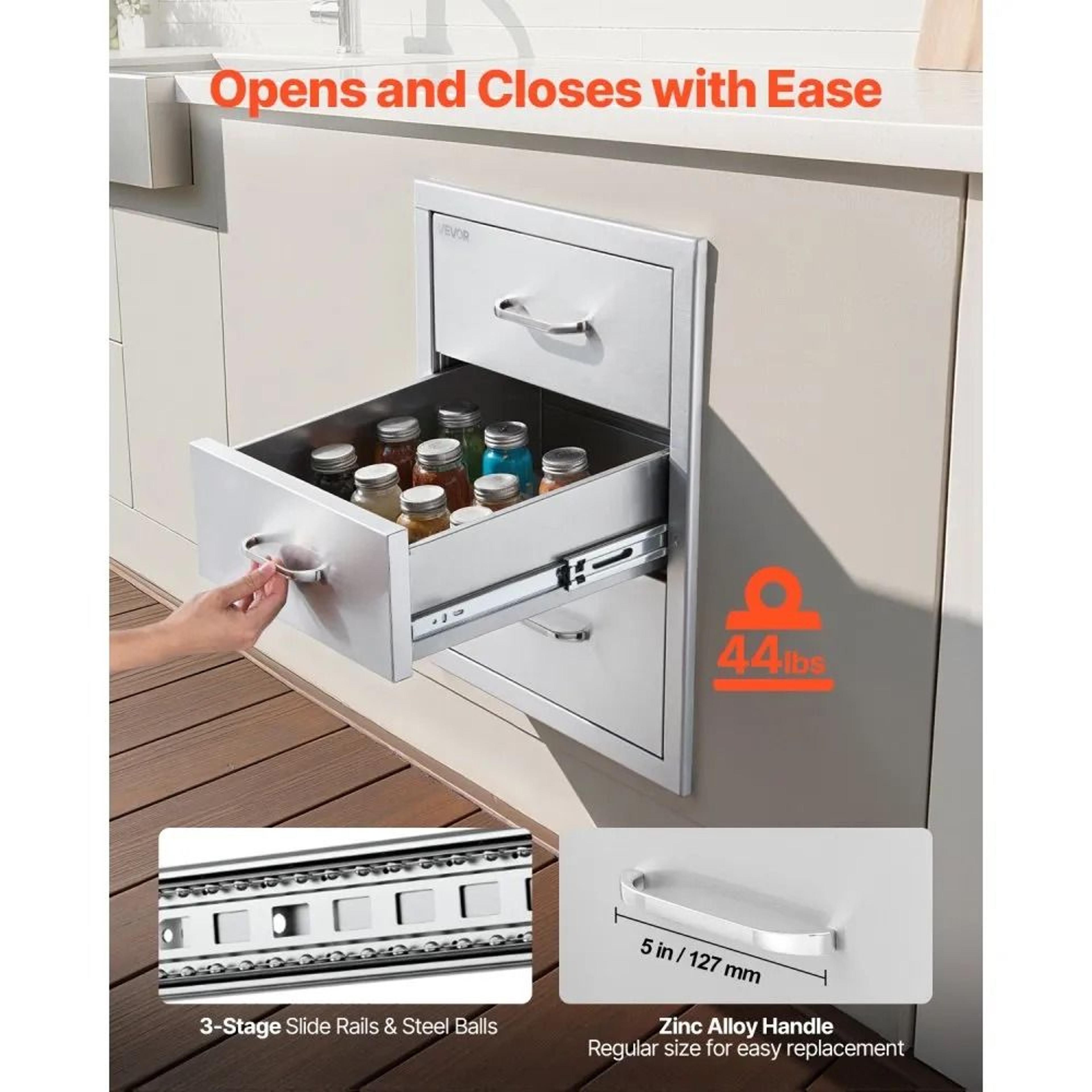 Outdoor Kitchen Drawer Stainless Steel BBQ Island Storage Cabinet 4
