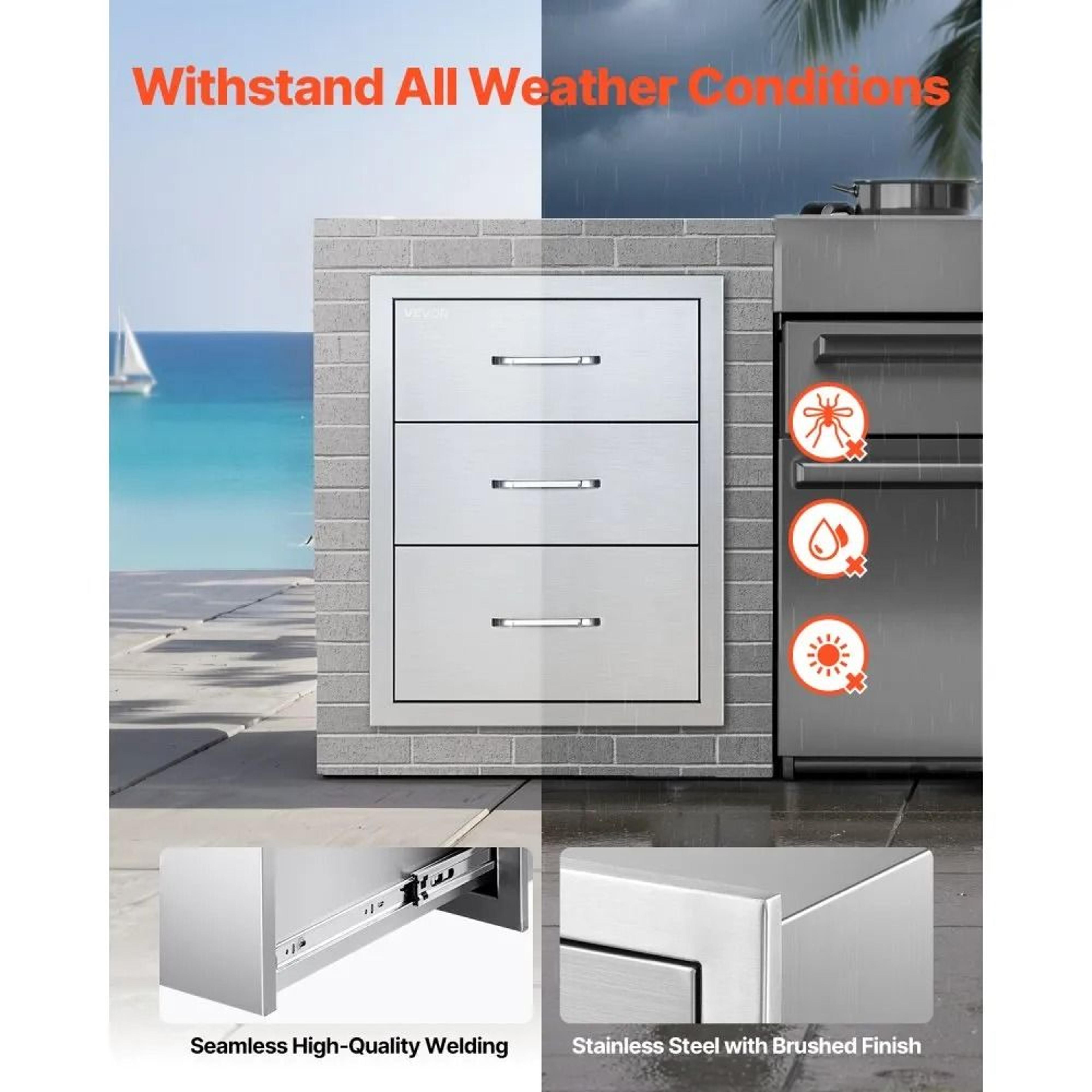 Outdoor Kitchen Drawer Stainless Steel BBQ Island Storage Cabinet 2