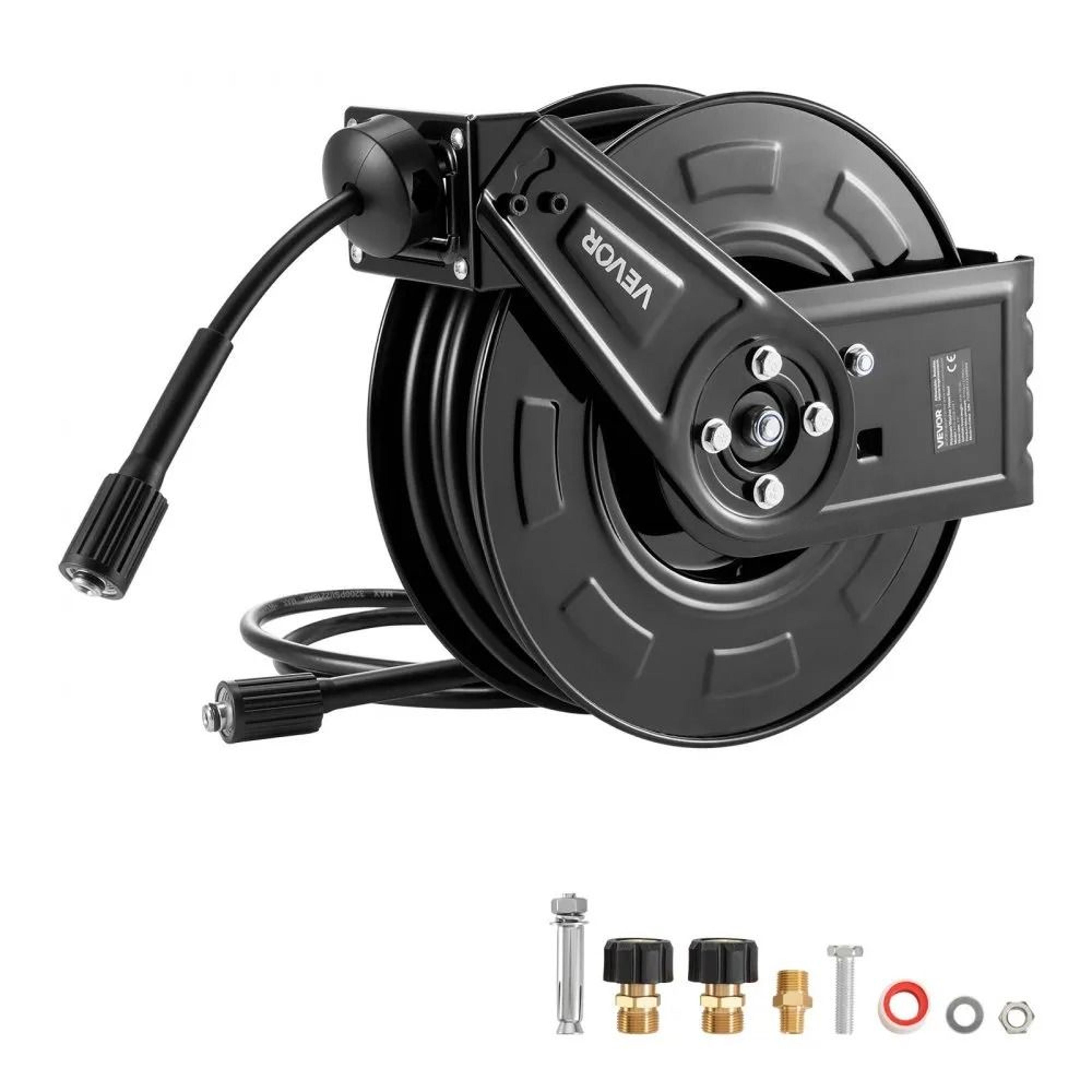 retractable pressure washer hose reel 60ft heavy duty 4000 psi auto rewind