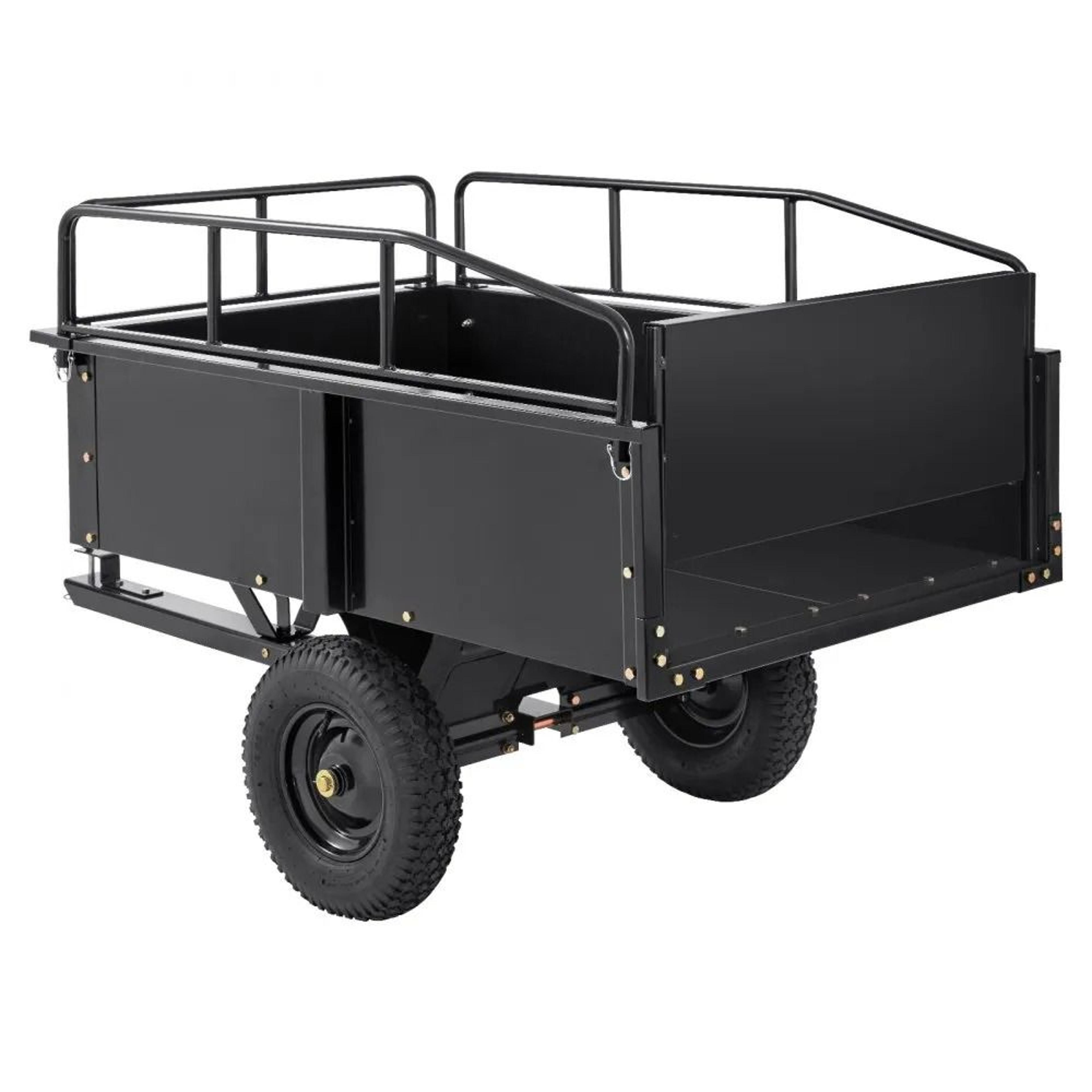 heavy duty atv dump trailer 750 lb garden utility cart with removable sides
