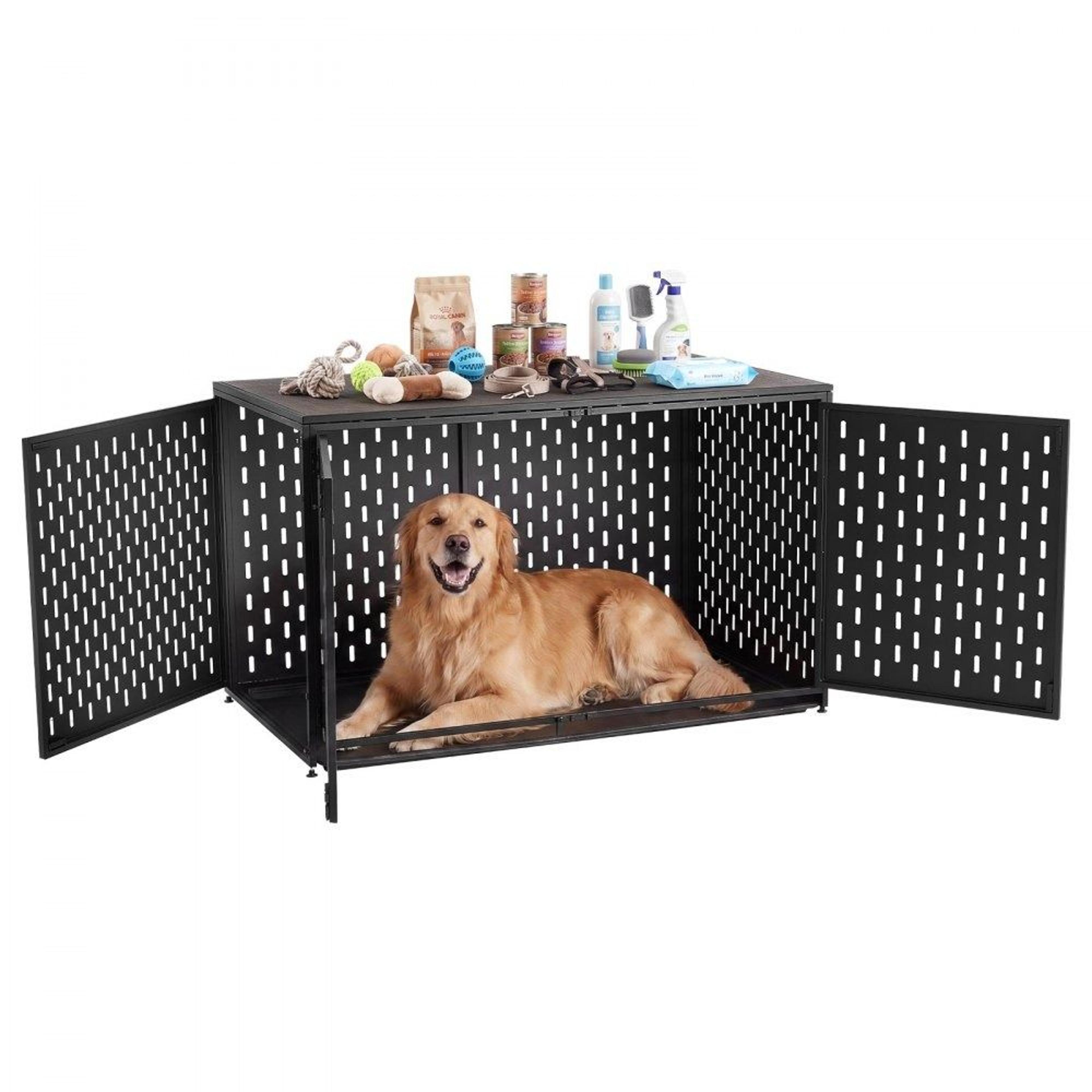 48 inch heavy duty dog crate furniture with steel kennel and storage table
