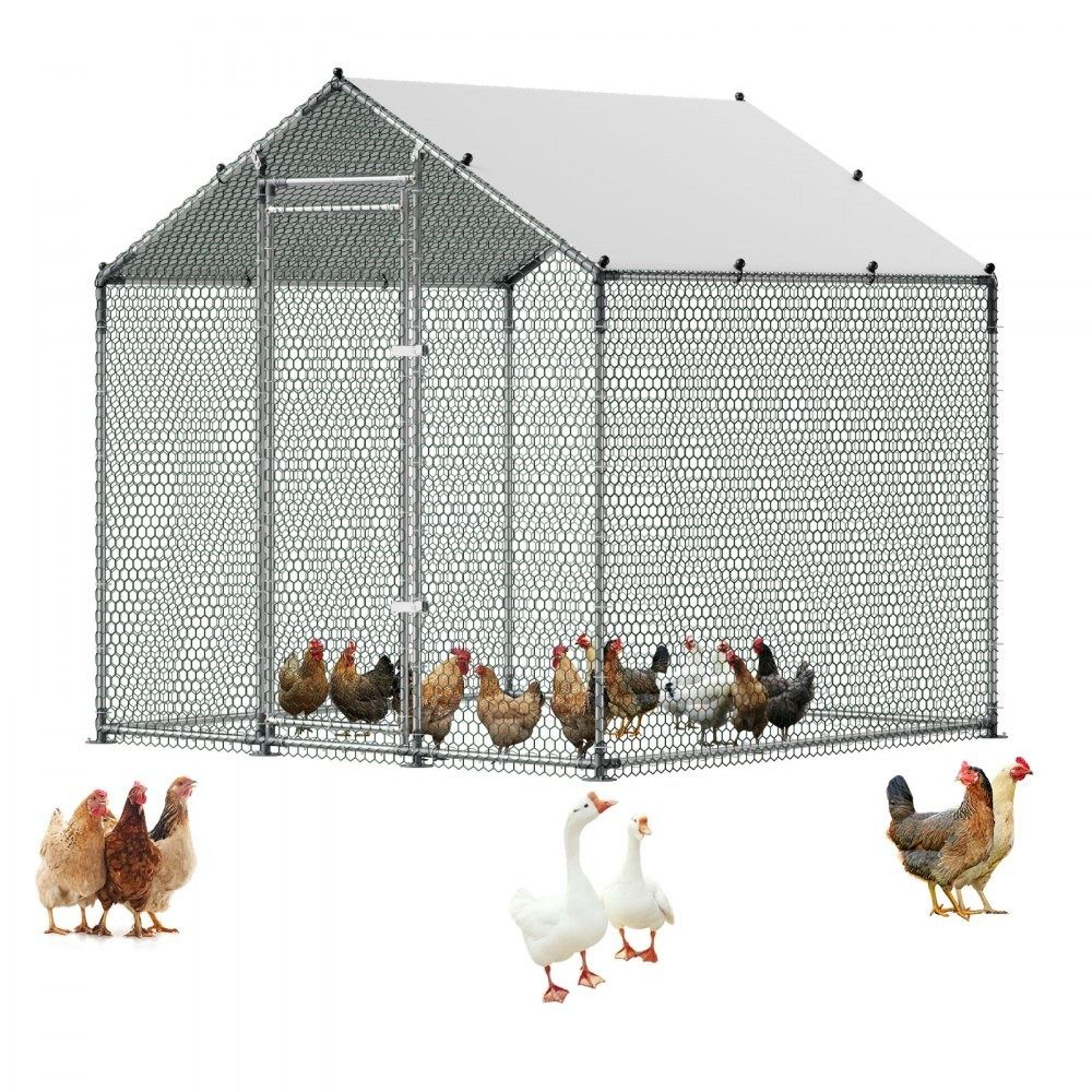 large metal chicken coop walk in poultry run with weatherproof cover