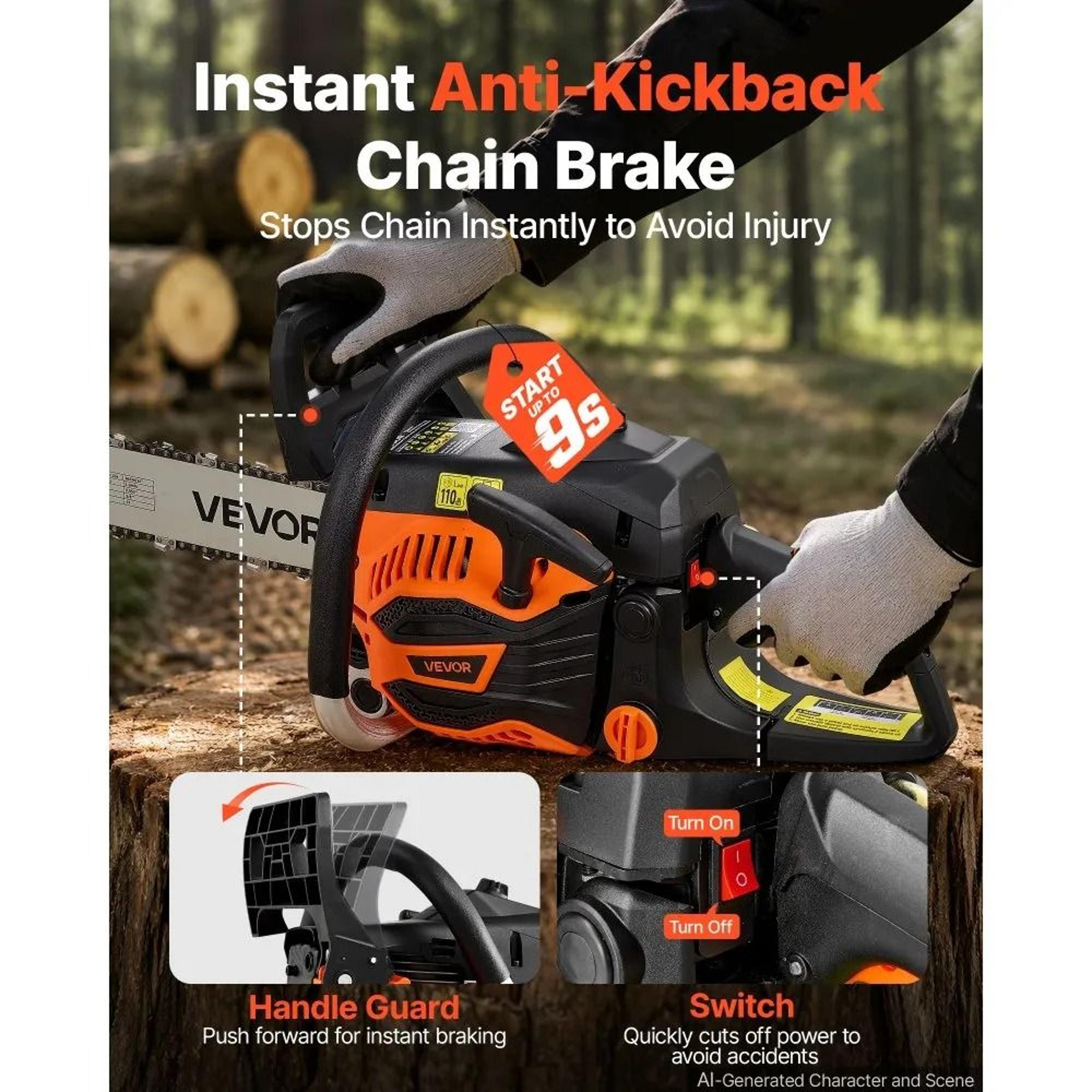16 Inch 40CC Gas Powered Chainsaw For Fast Wood Cutting And Tree Trimming 6