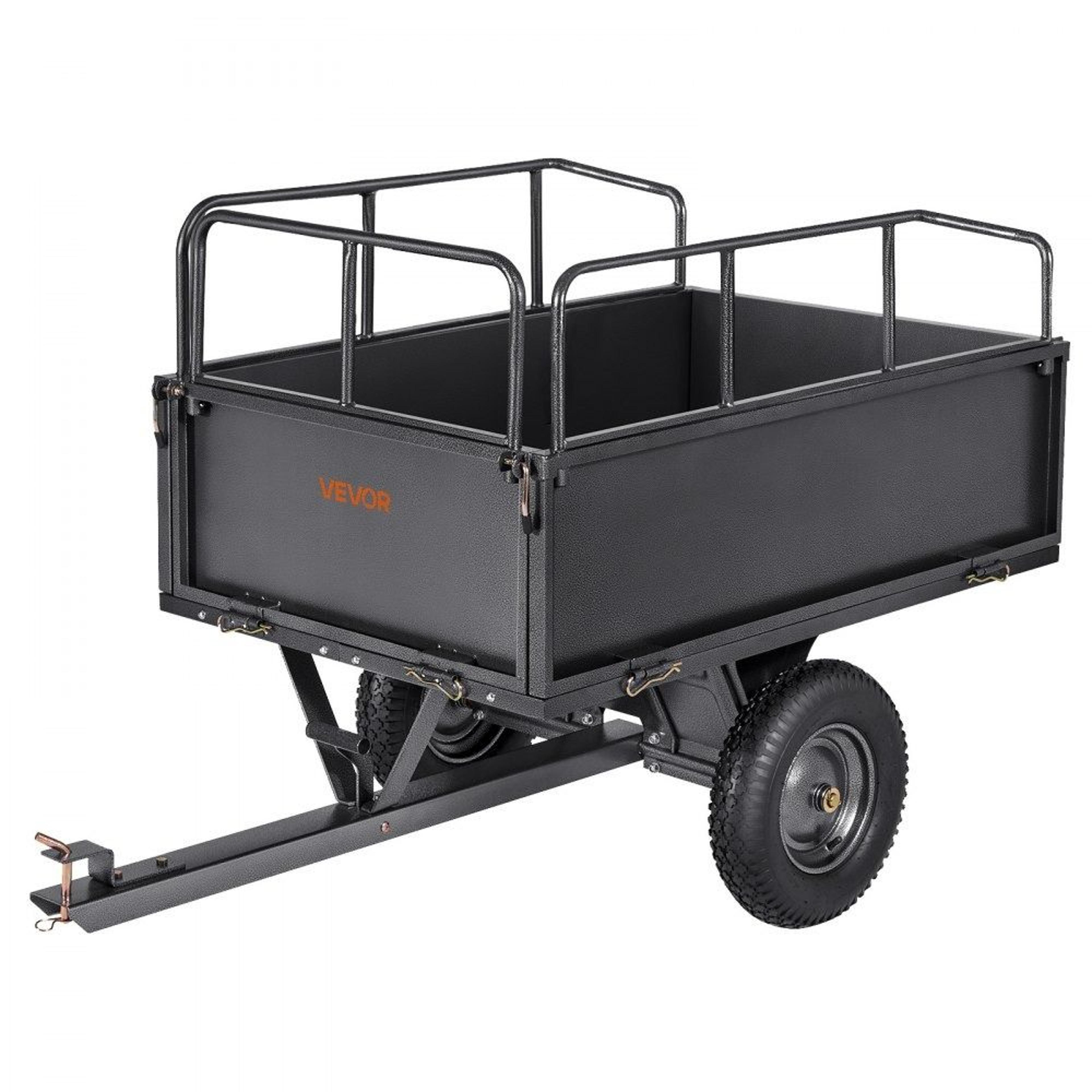 steel dump cart 17 cu ft 600lb atv utv garden trailer