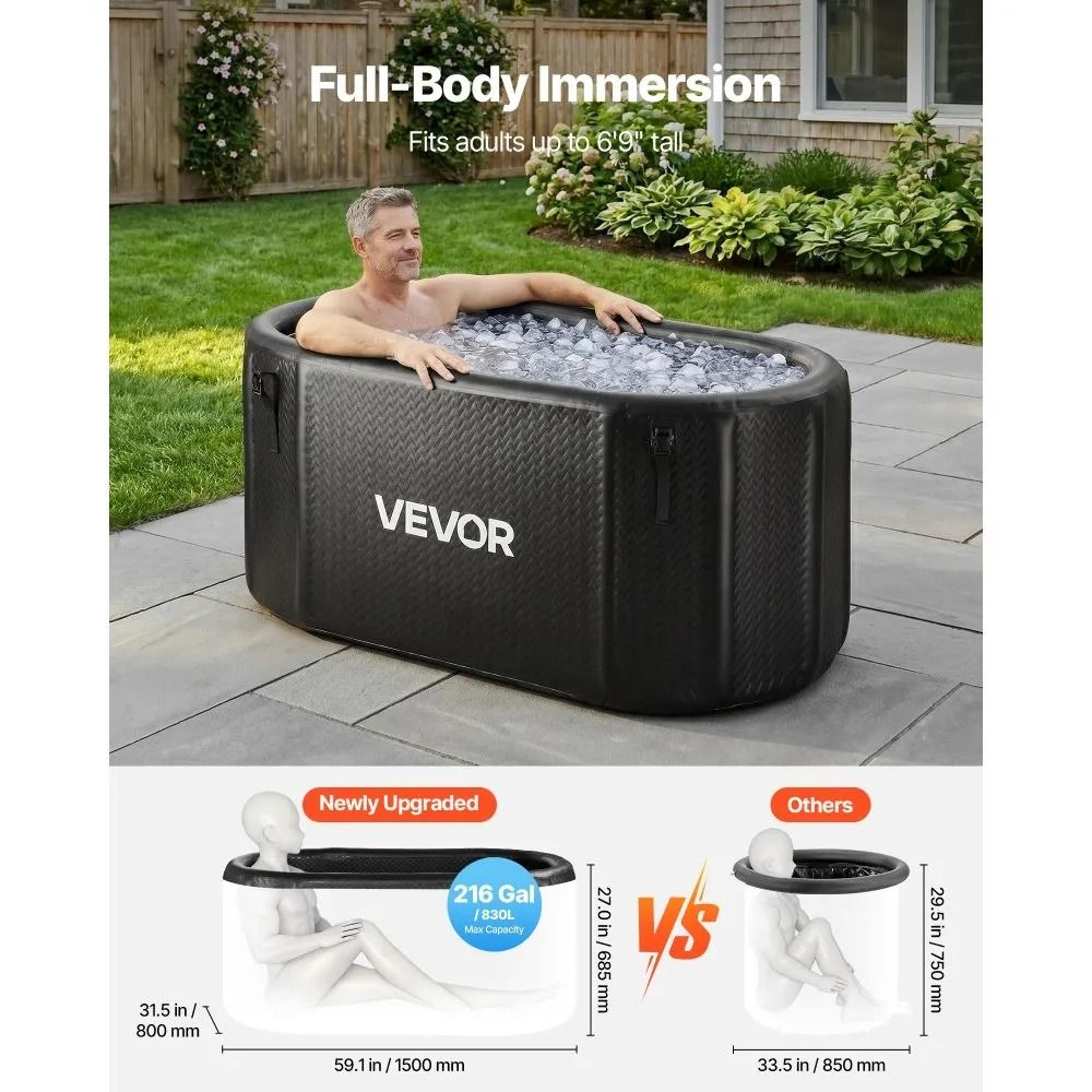 216 Gallon Cold Plunge Tub Inflatable Ice Bath For Recovery 5