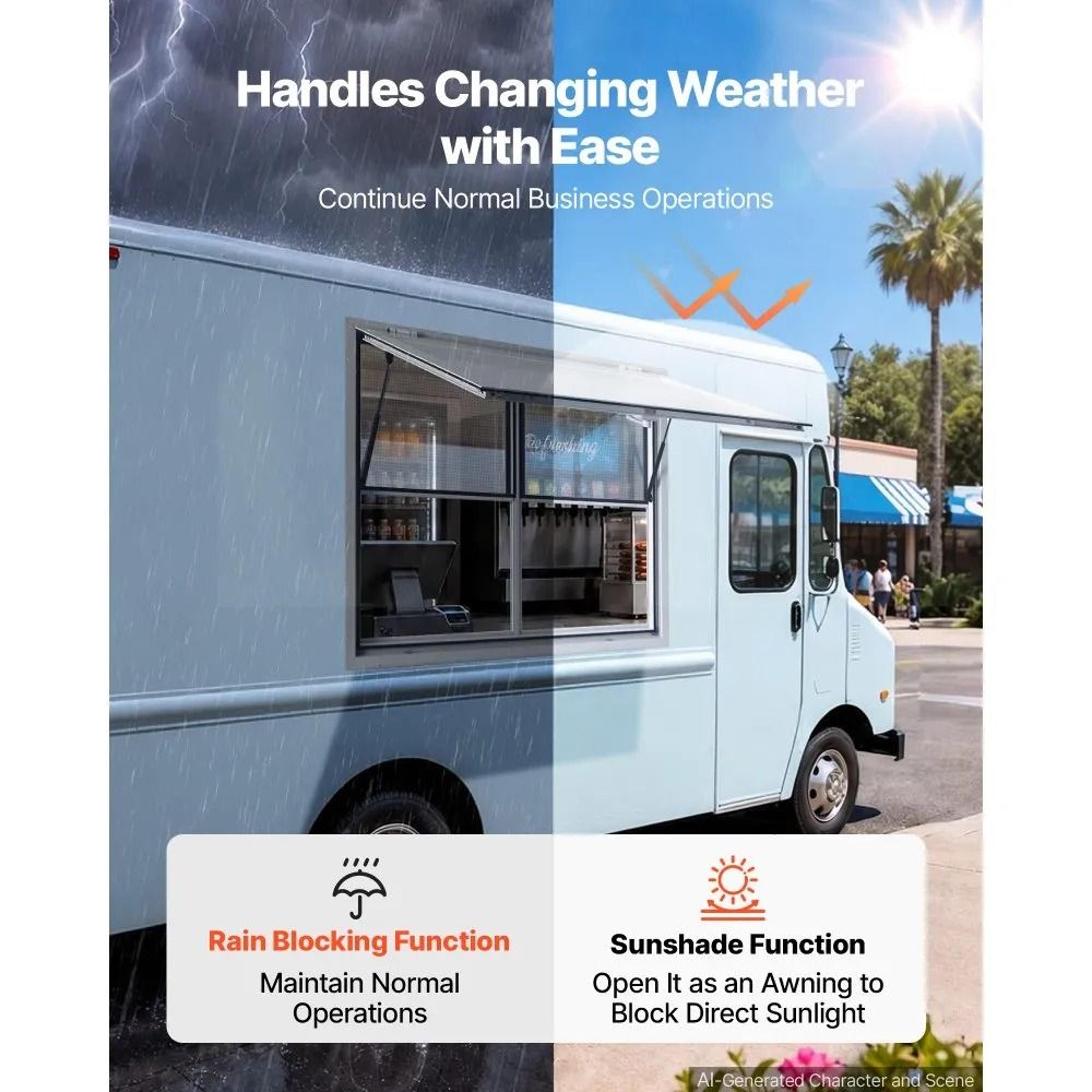 48x36 In Concession Window Aluminum Service Window For Food Trucks 2