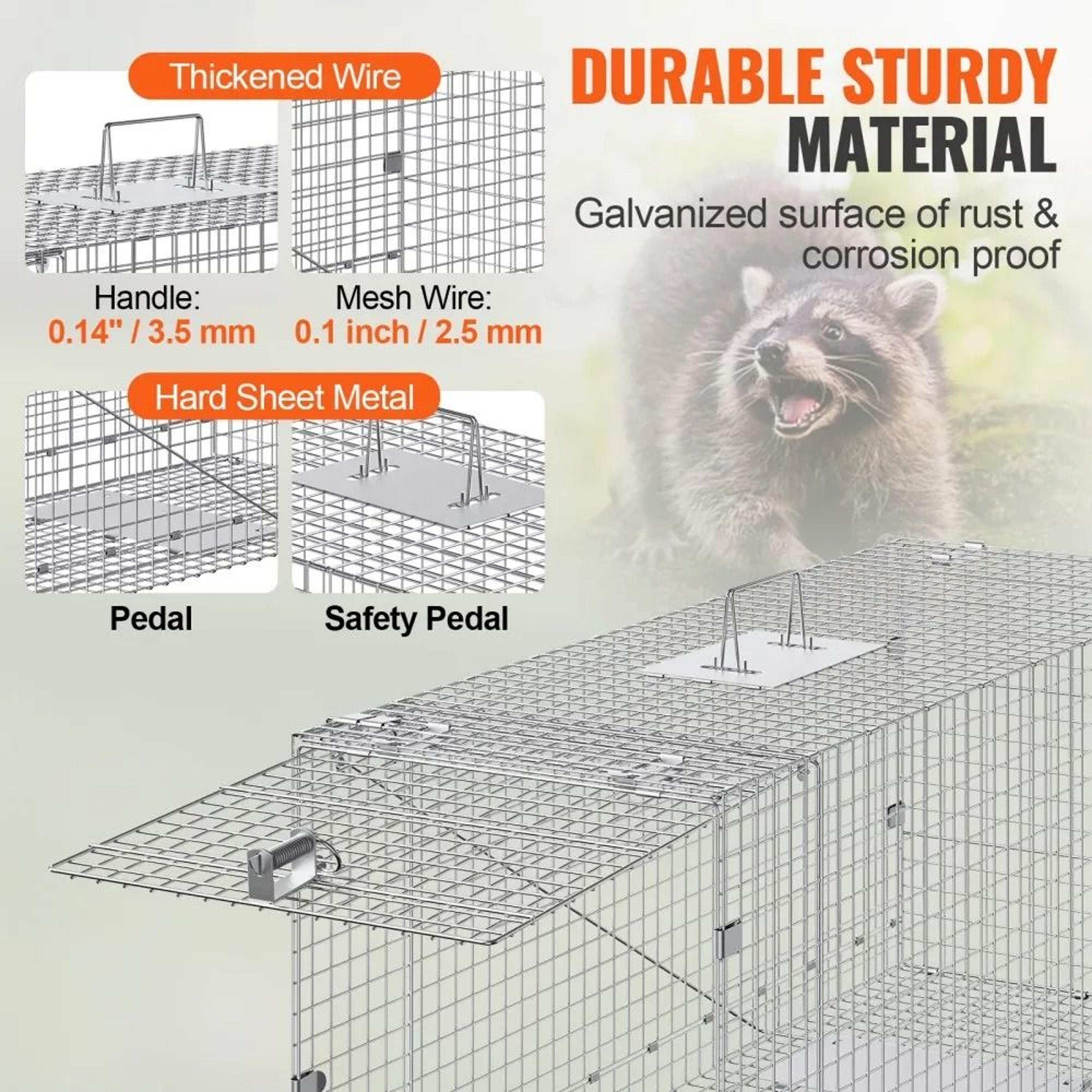 Humane Live Animal Cage Trap Galvanized Folding Trap With Carry Handle 5