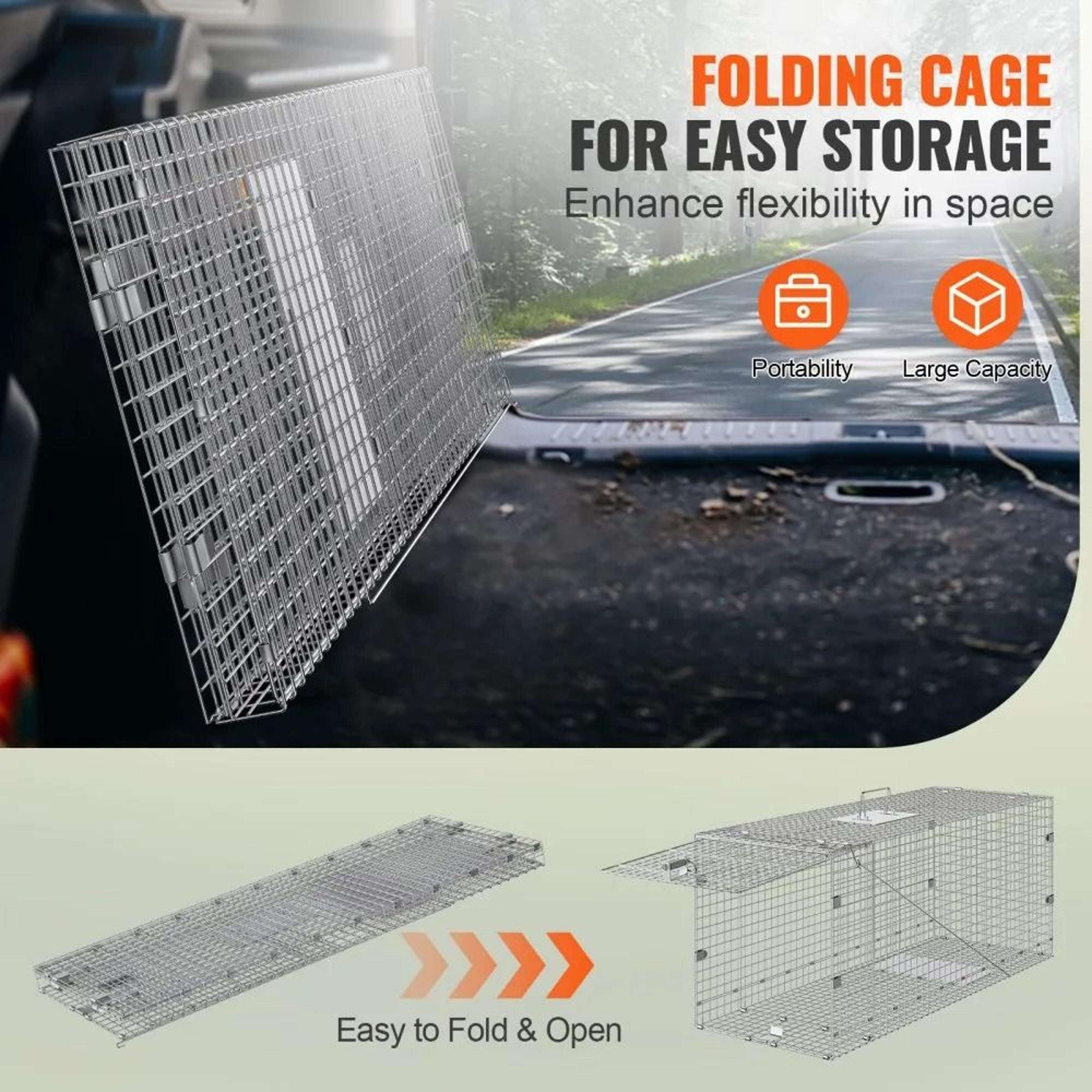 Humane Live Animal Cage Trap Galvanized Folding Trap With Carry Handle 1