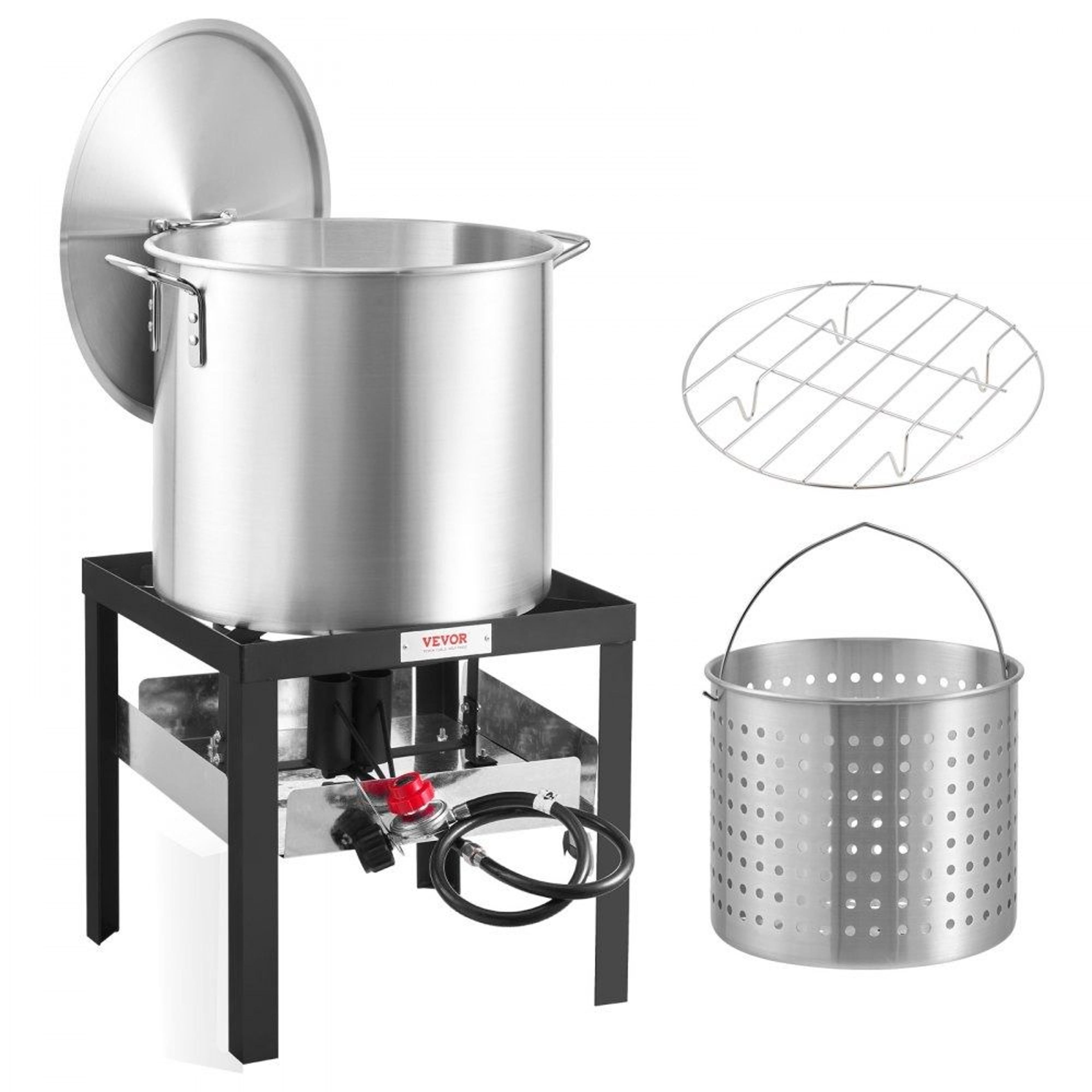 100 qt seafood boiling kit with strainer outdoor crab crawfish cooker set