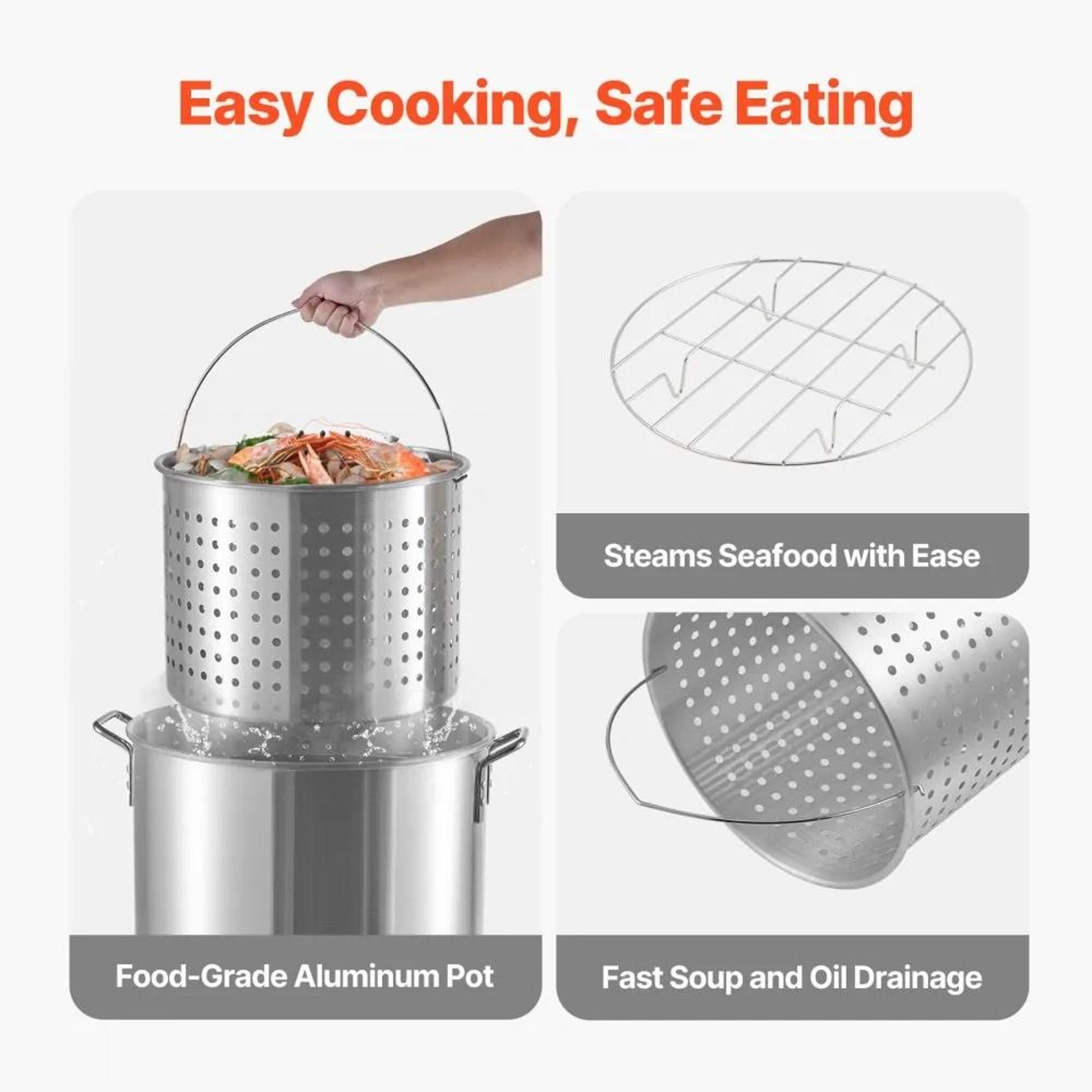 100 Qt Seafood Boiling Kit With Strainer Outdoor Crab Crawfish Cooker Set 4